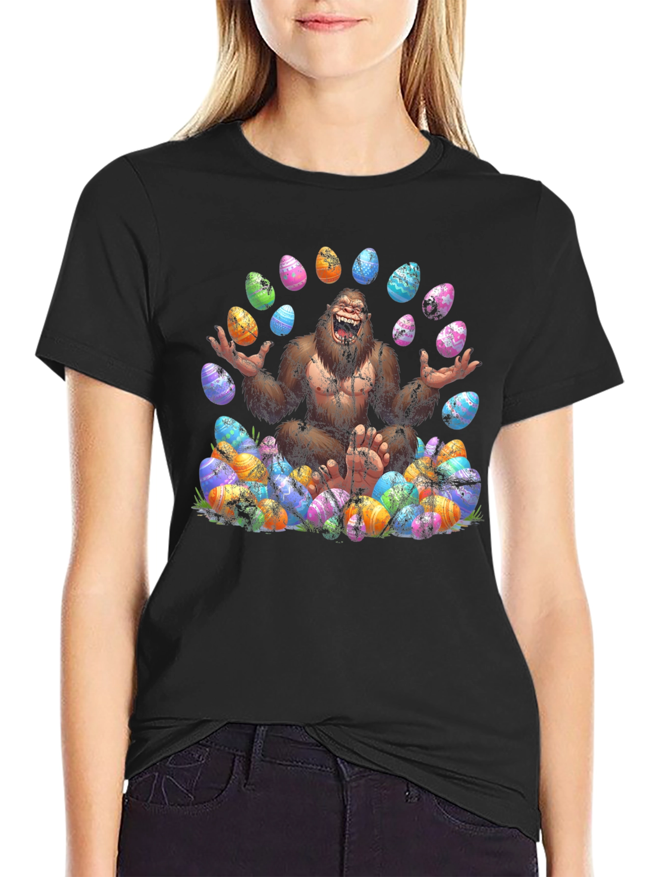 Bigfoot Easter Egg T-Shirt - Black