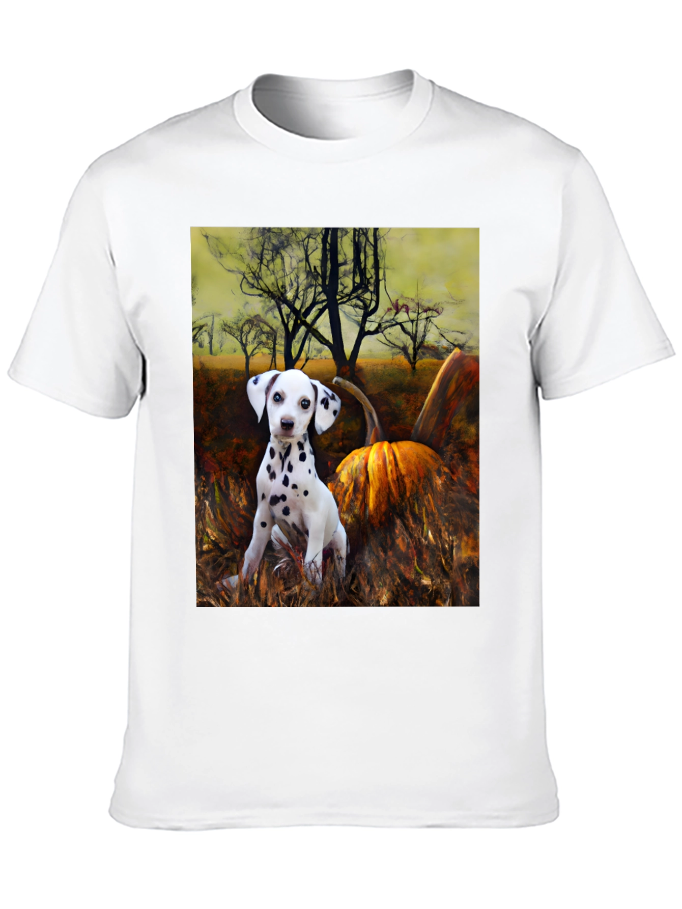 Dalmatian Puppy & Pumpkin T-Shirt - Autumn Vibes