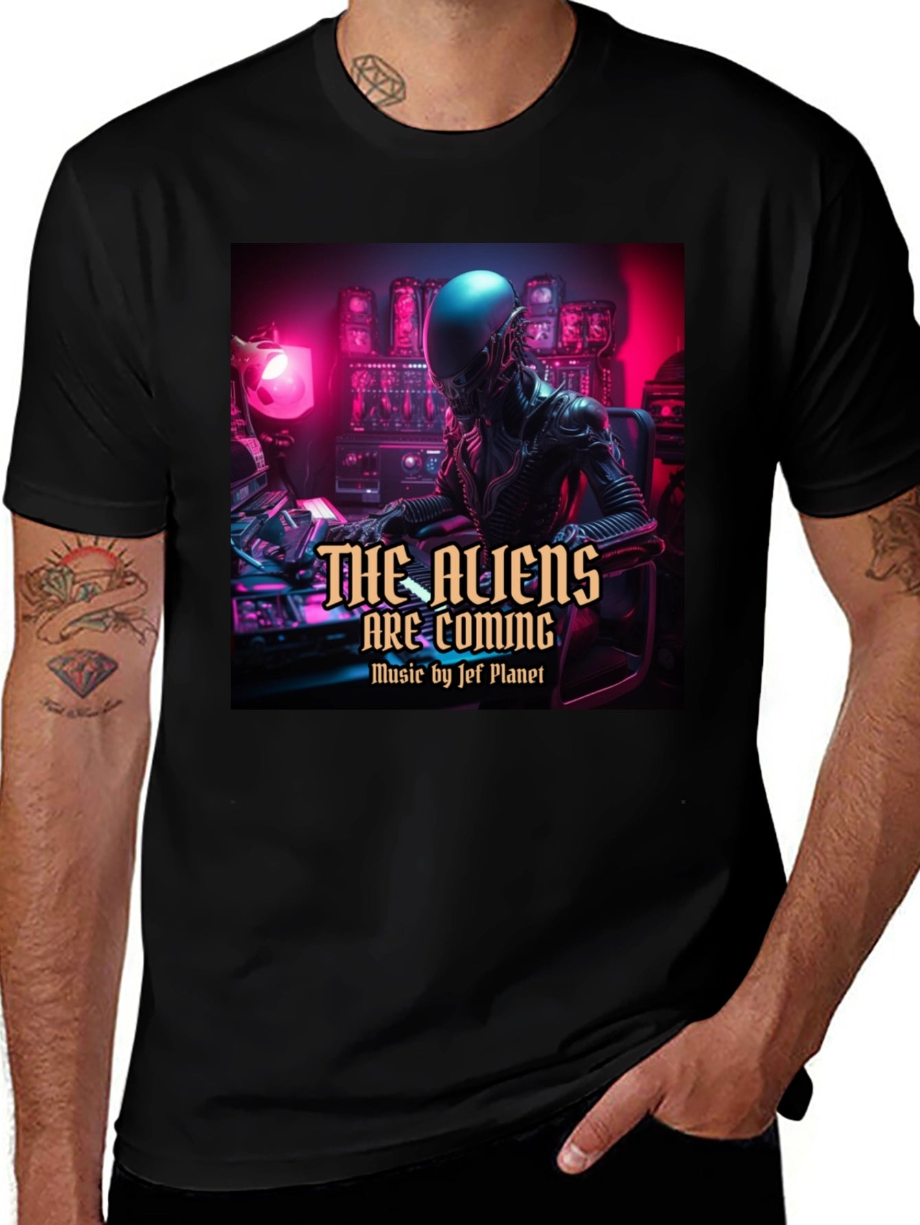 The Aliens Are Coming Black T-Shirt