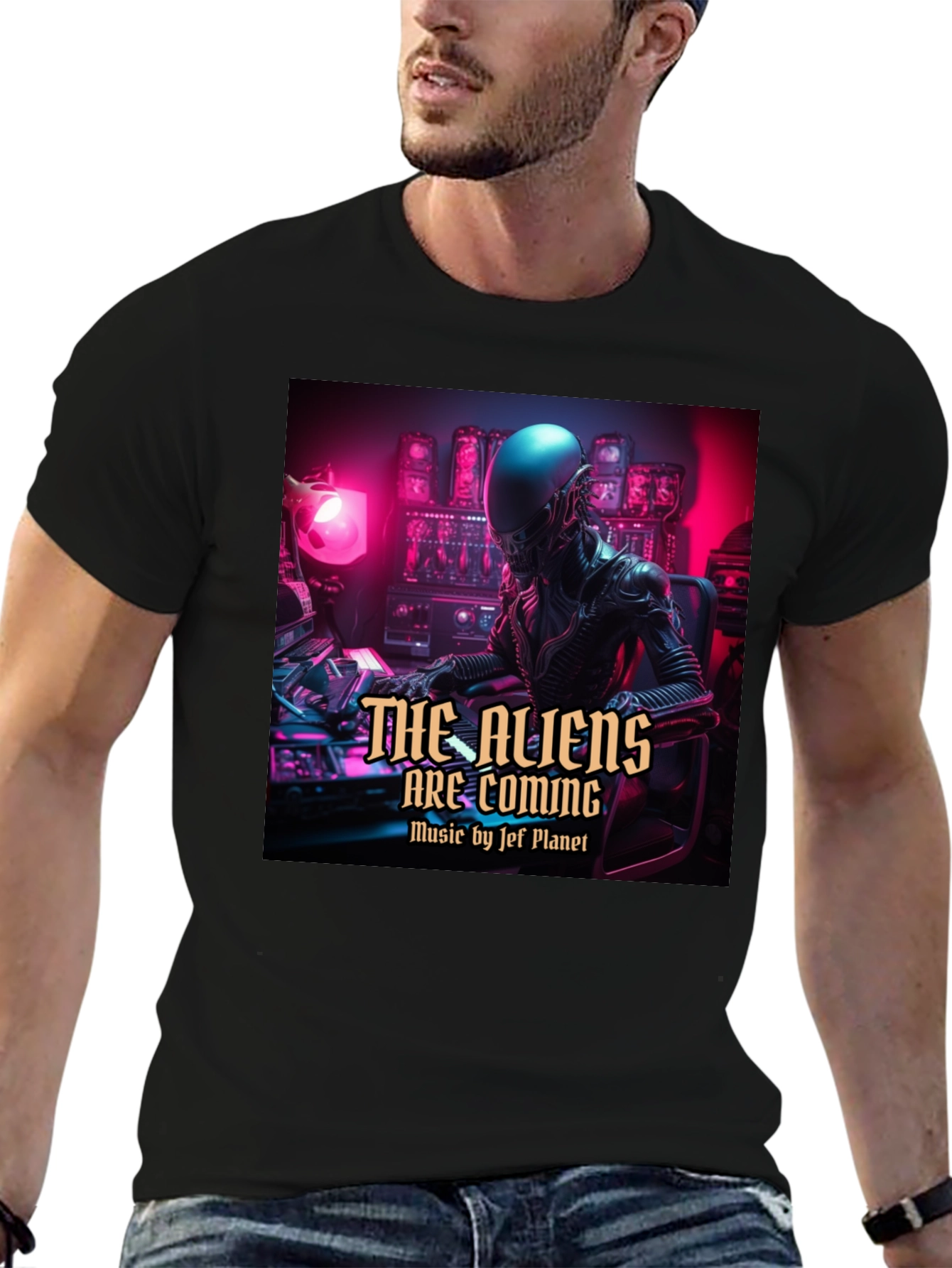 The Aliens Are Coming Black T-Shirt