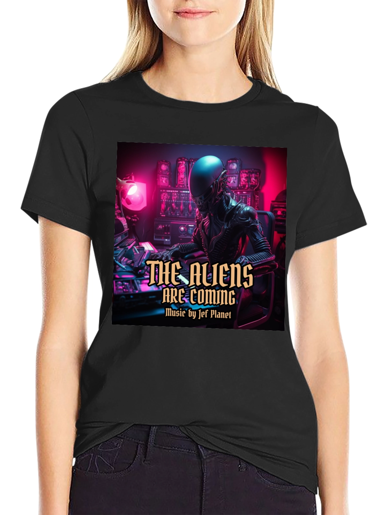 The Aliens Are Coming Black T-Shirt