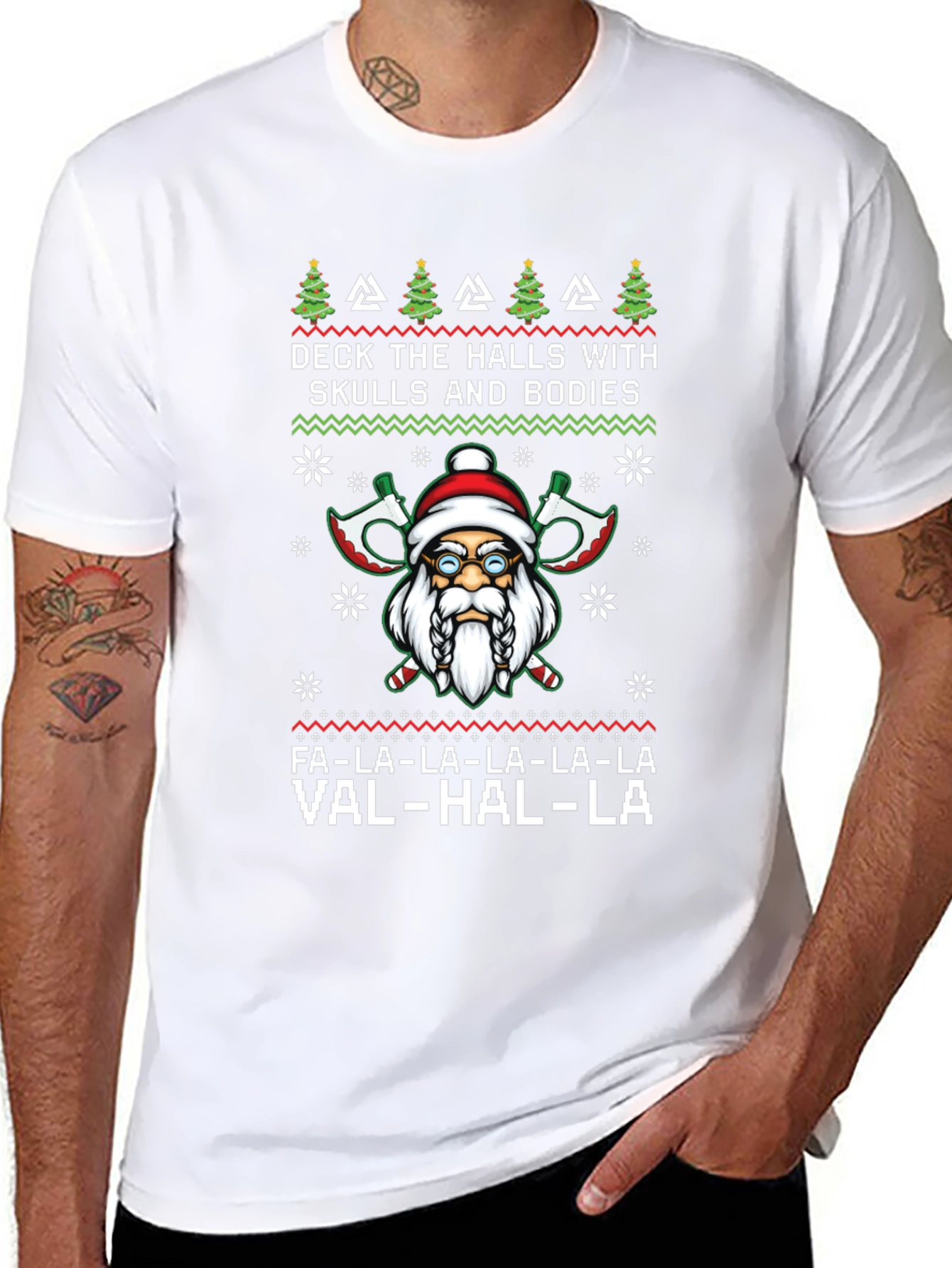 Viking Santa Ugly Christmas Sweater Style T-Shirt