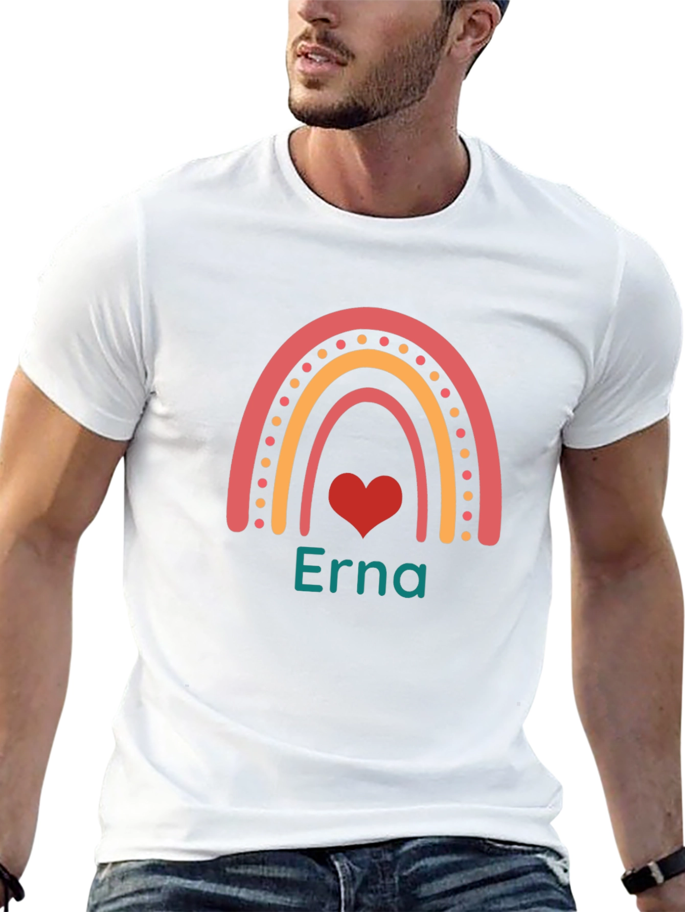Erna Rainbow Heart Personalized T-Shirt