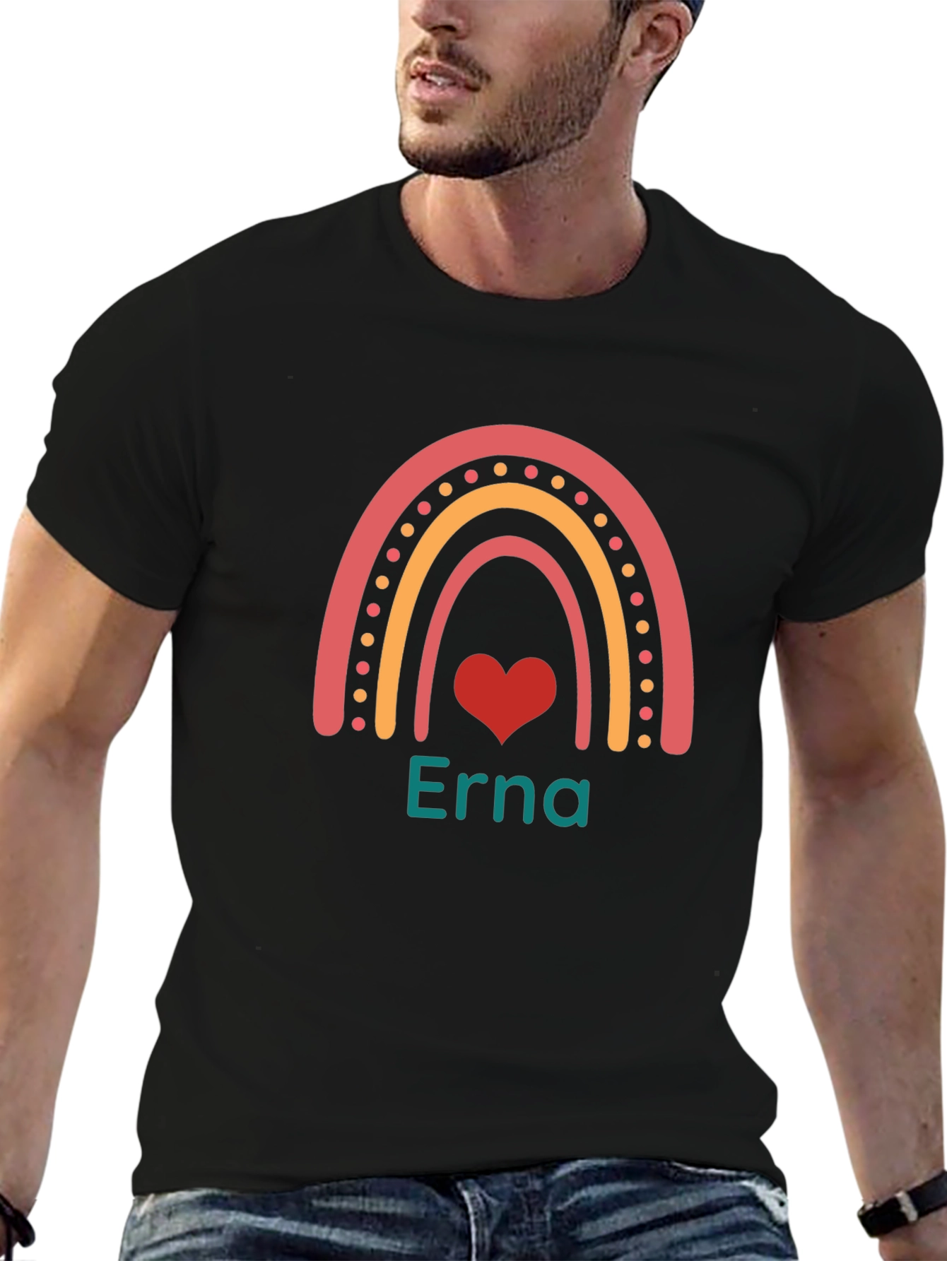 Erna Rainbow Heart Personalized T-Shirt