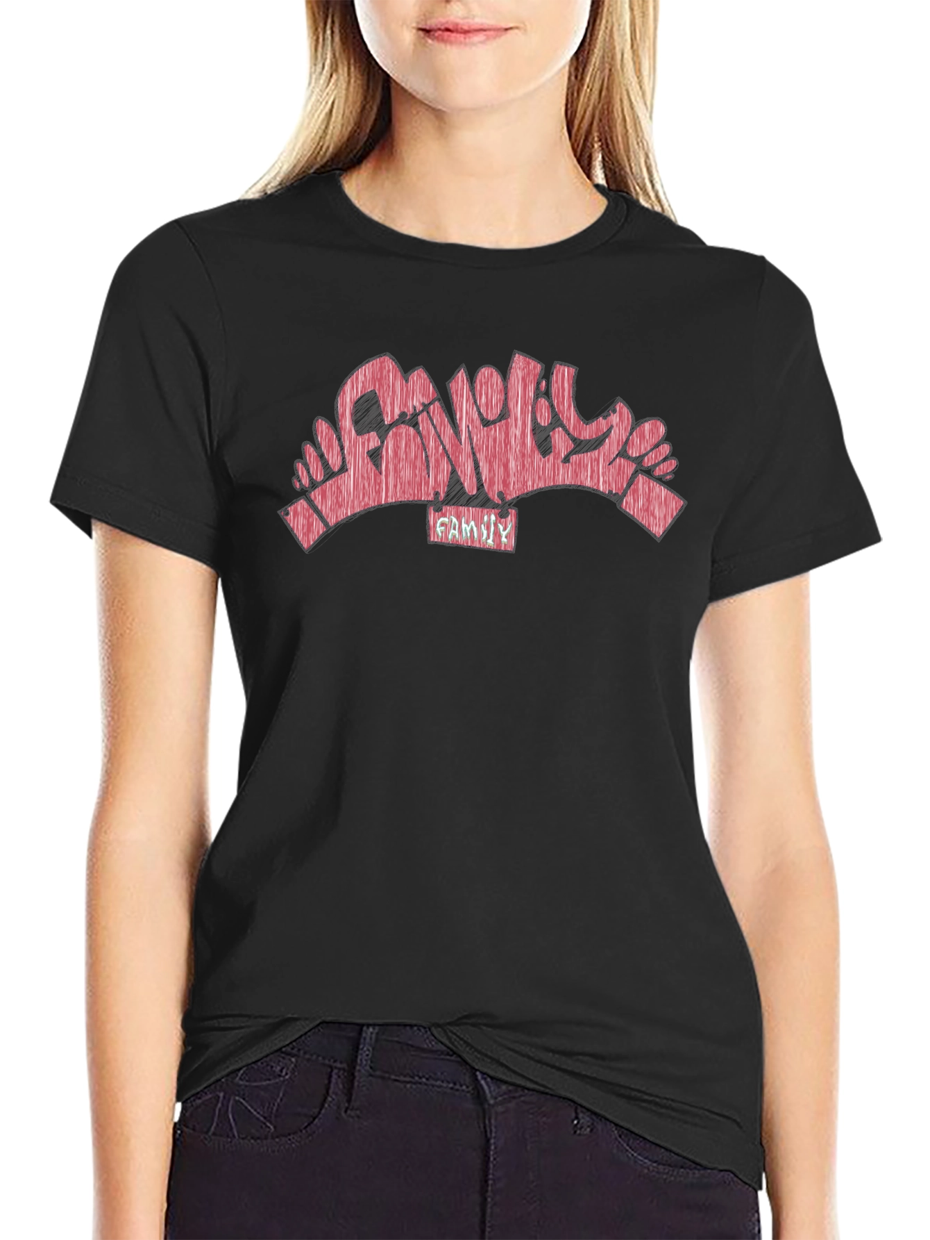 Family Graffiti Style Black T-Shirt