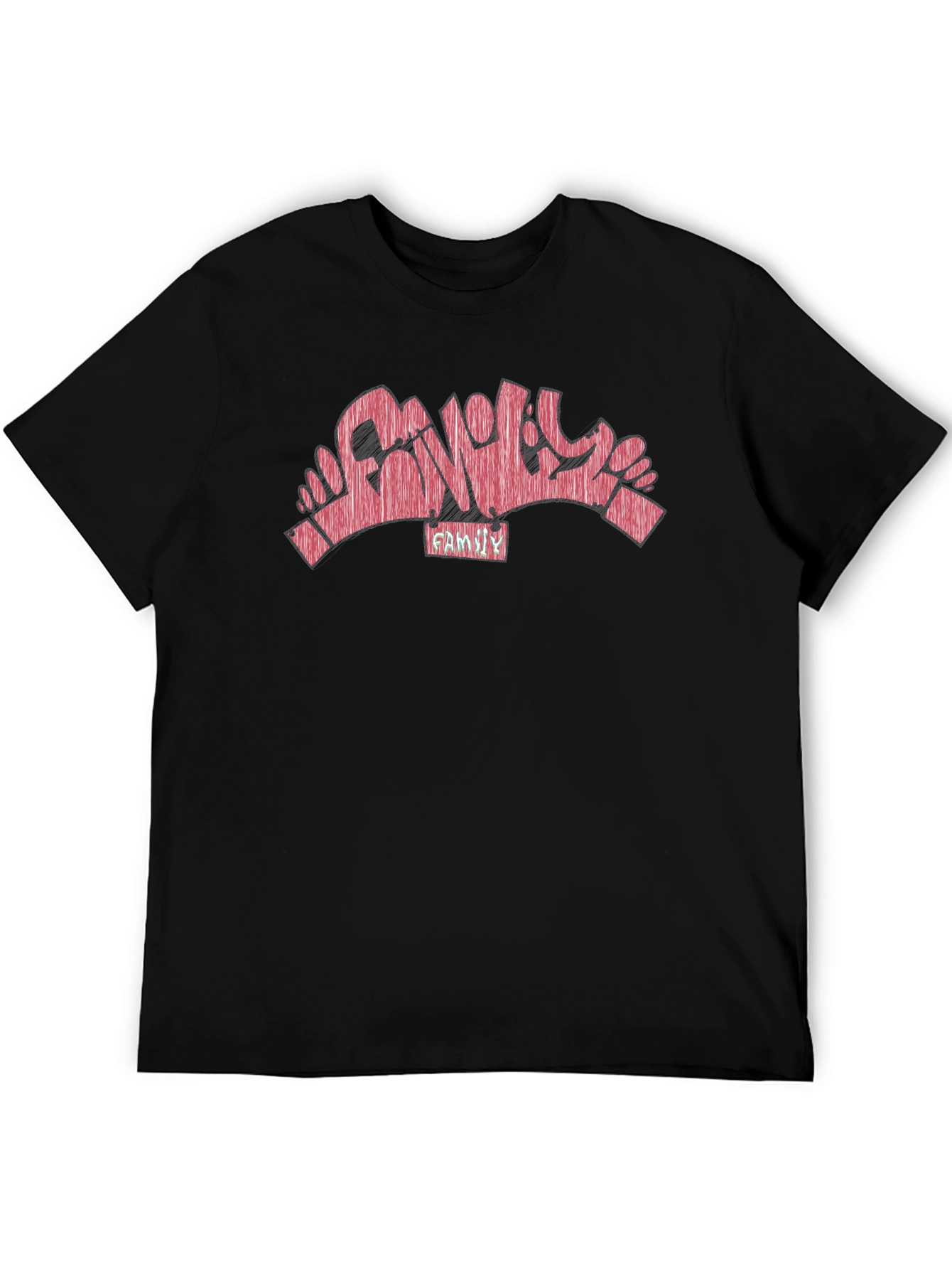 Family Graffiti Style Black T-Shirt