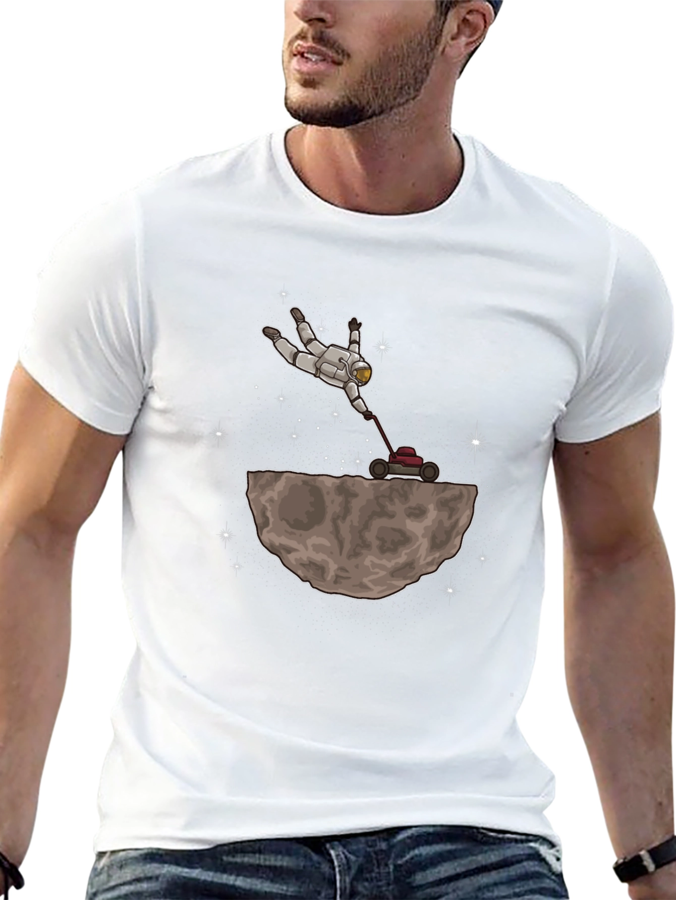 Astronaut Moon Lawn Care Graphic T-Shirt