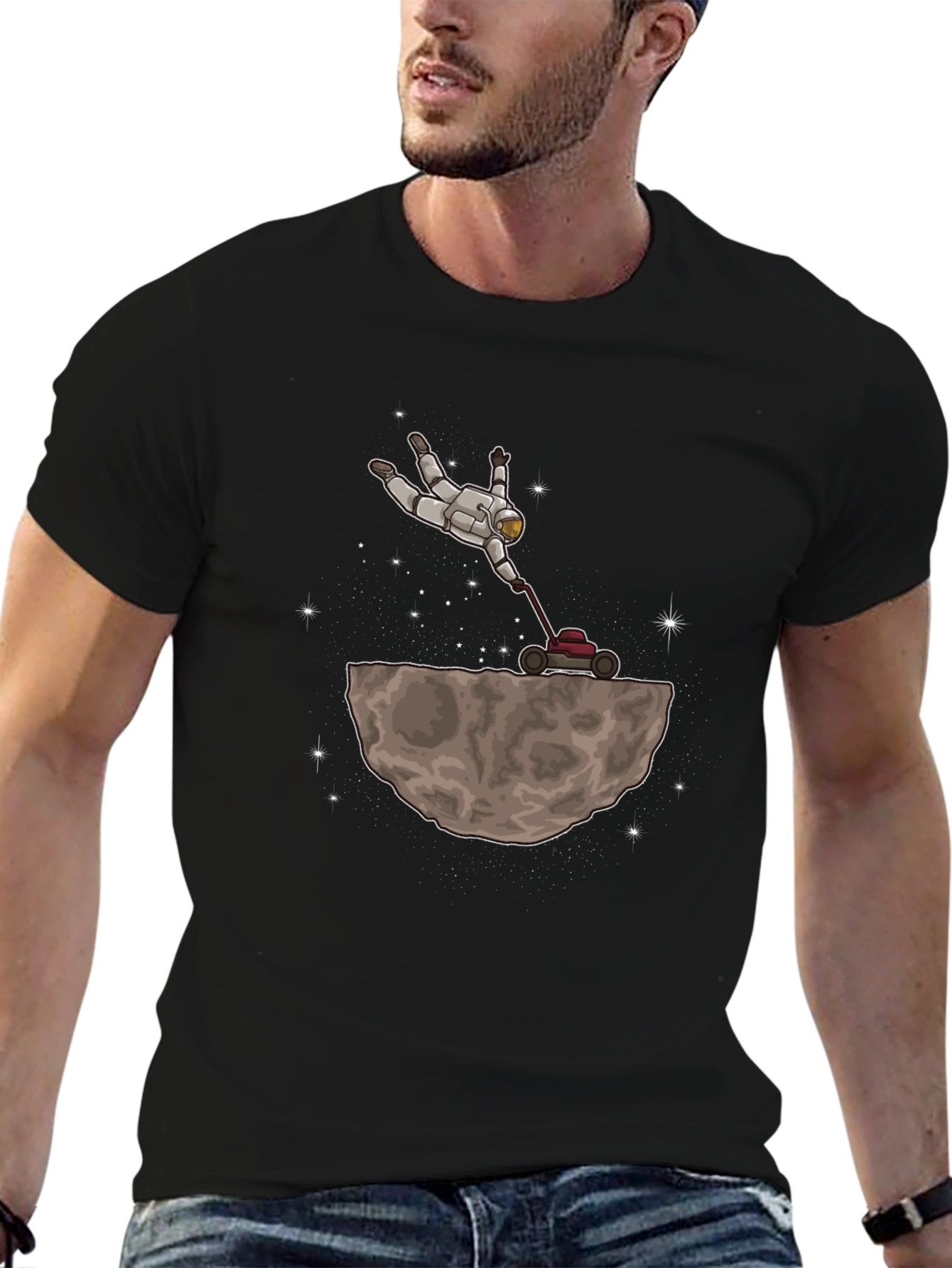 Astronaut Moon Lawn Care Graphic T-Shirt