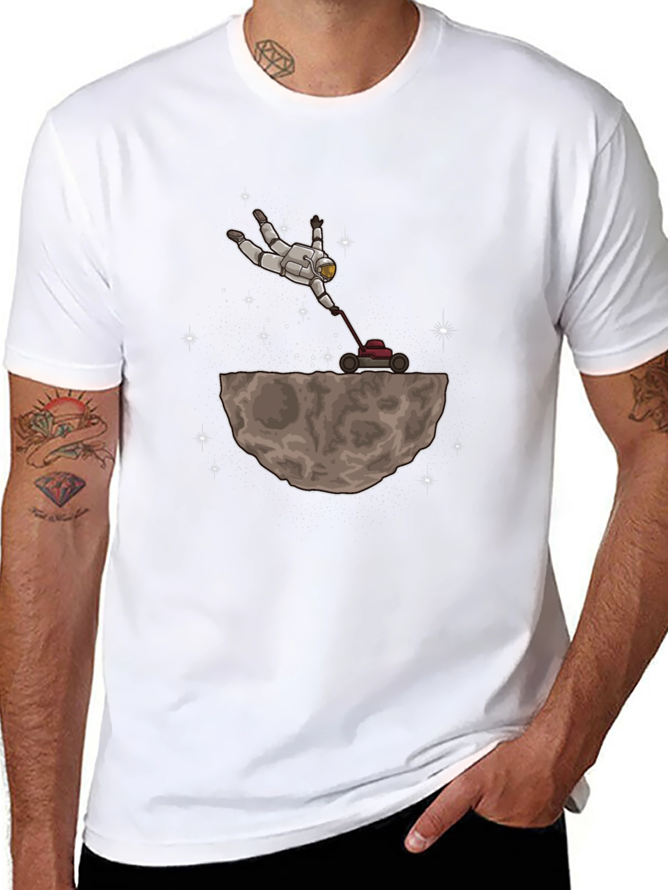 Astronaut Moon Lawn Care Graphic T-Shirt