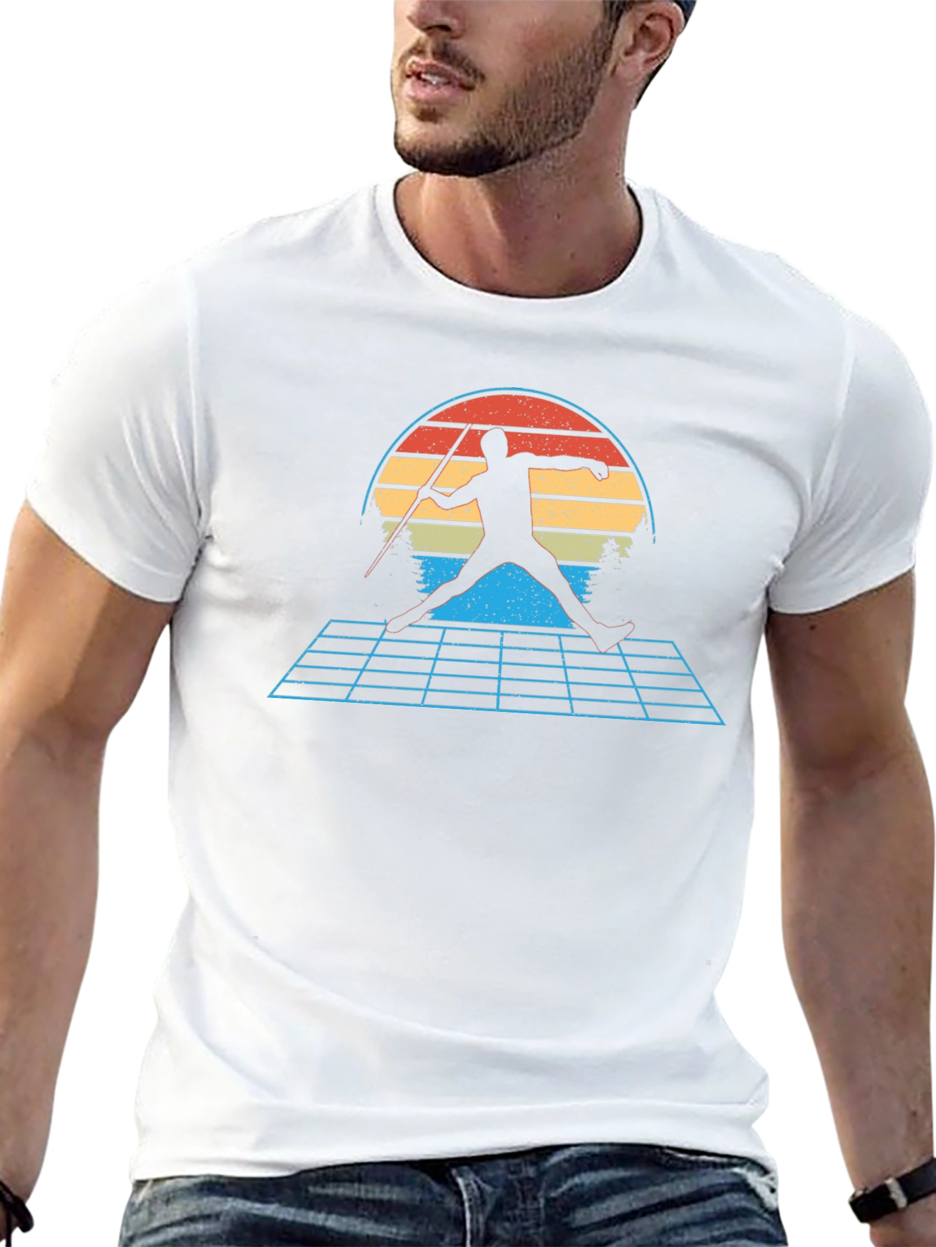 Retro Javelin Thrower Graphic T-Shirt