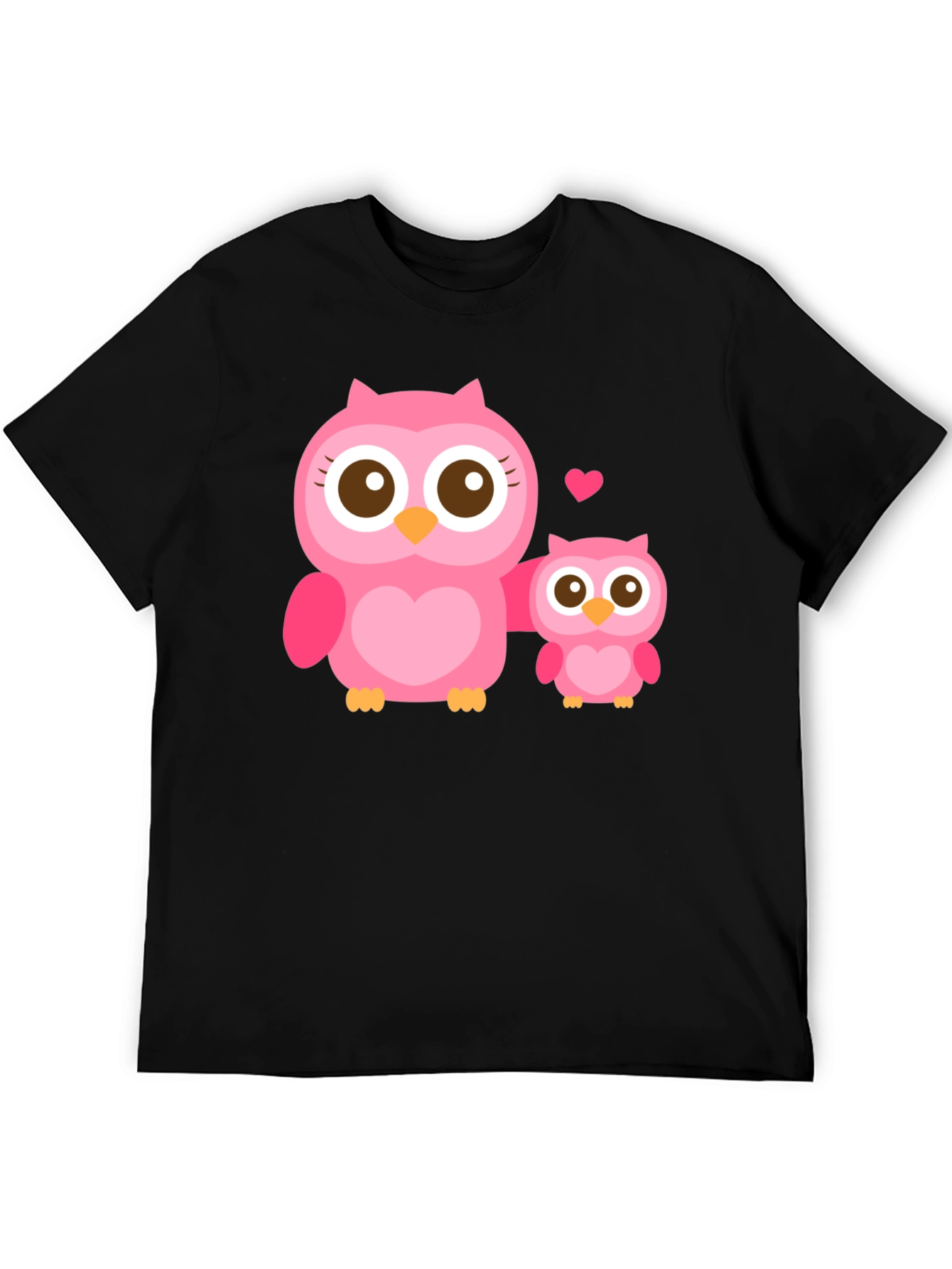 Owl Family Graphic T-Shirt - Black
