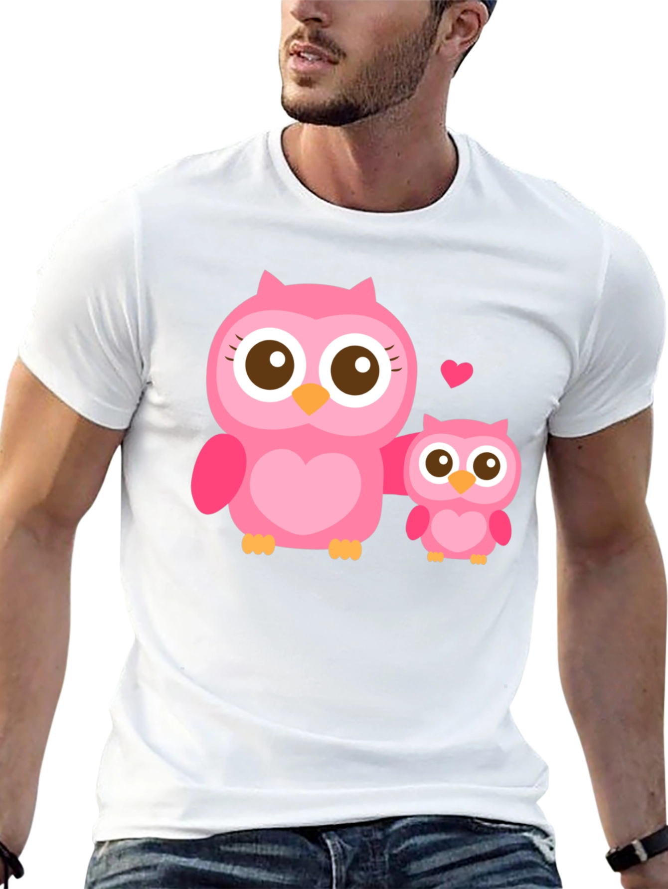 Owl Family Graphic T-Shirt - Black