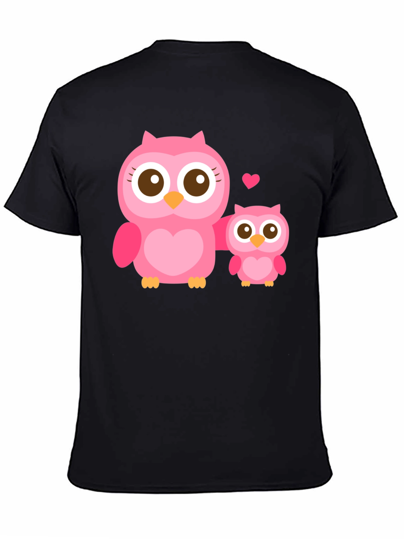 Owl Family Graphic T-Shirt - Black