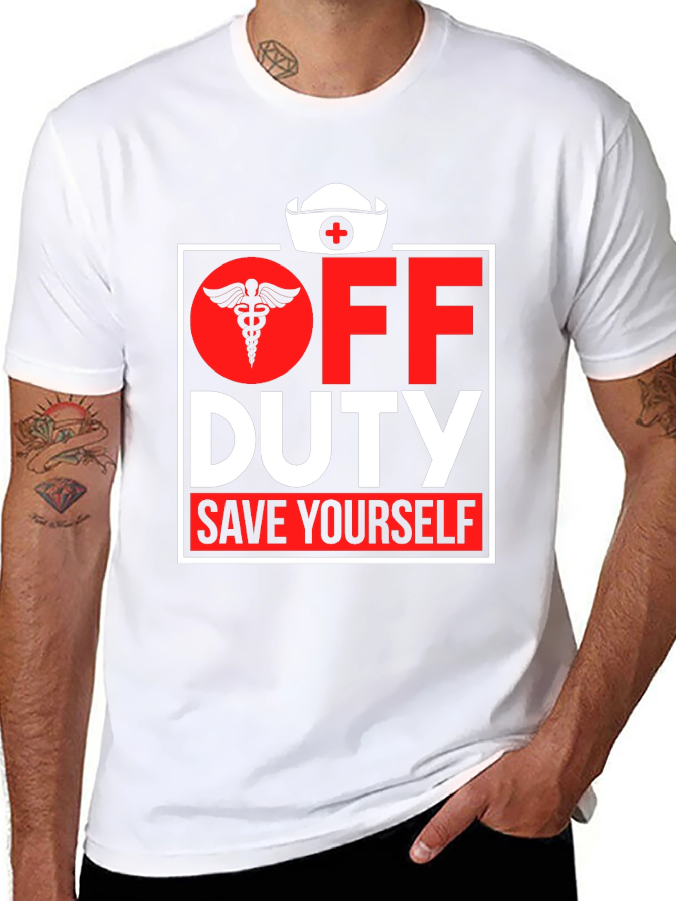 Off Duty Nurse Graphic Tee - Save Yourself!
