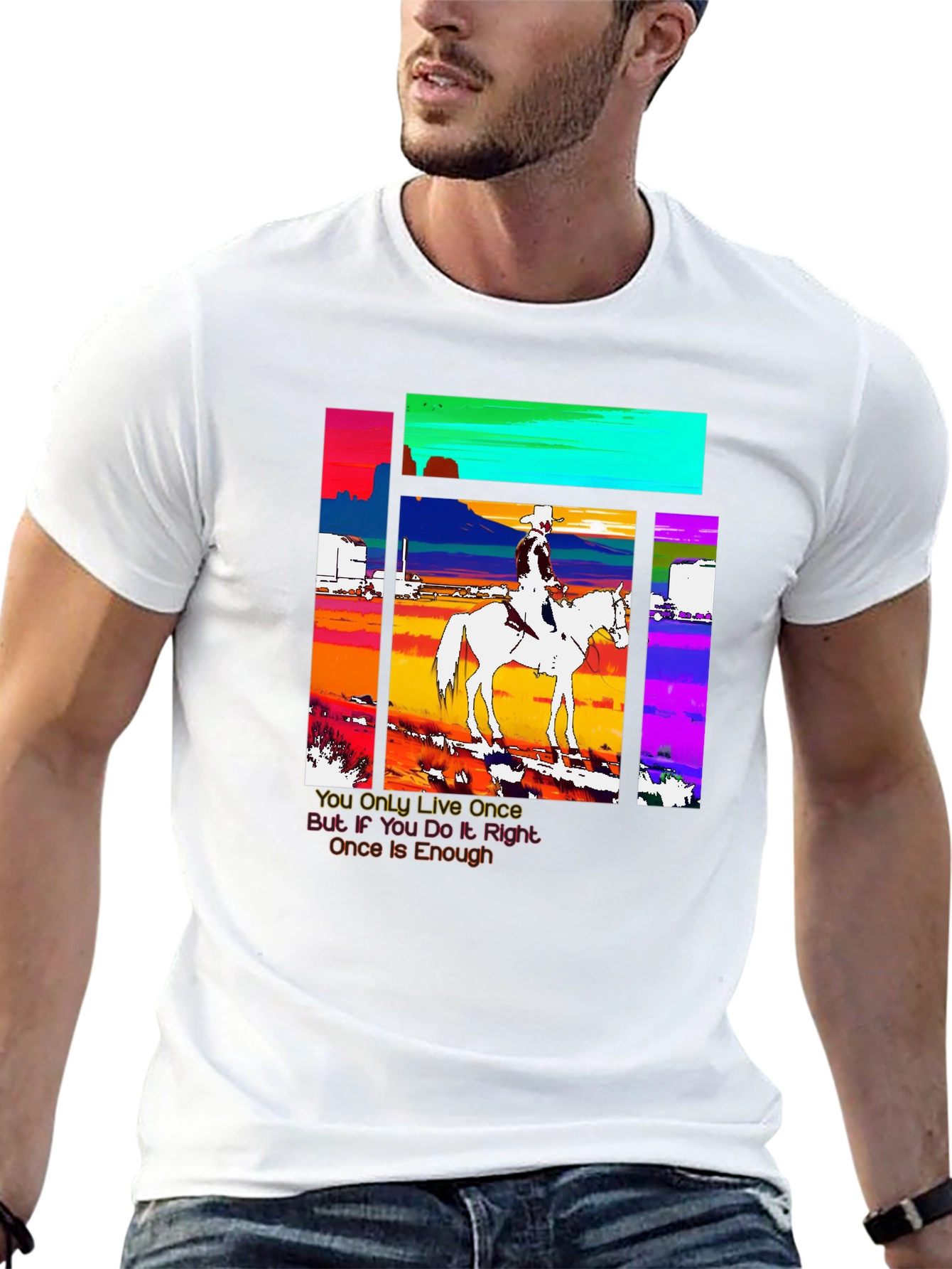Cowboy Rider Graphic Tee - Live Once T-Shirt