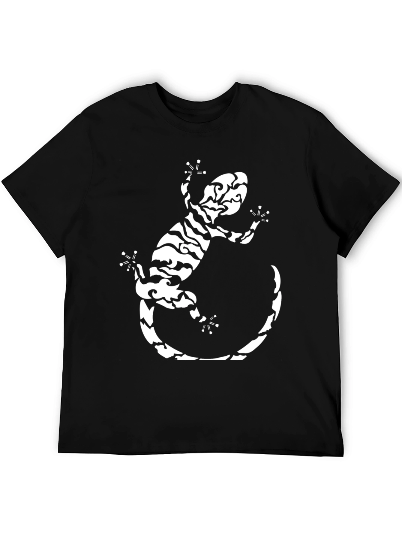 Tribal Gecko Graphic Tee - Stylish Black T-Shirt