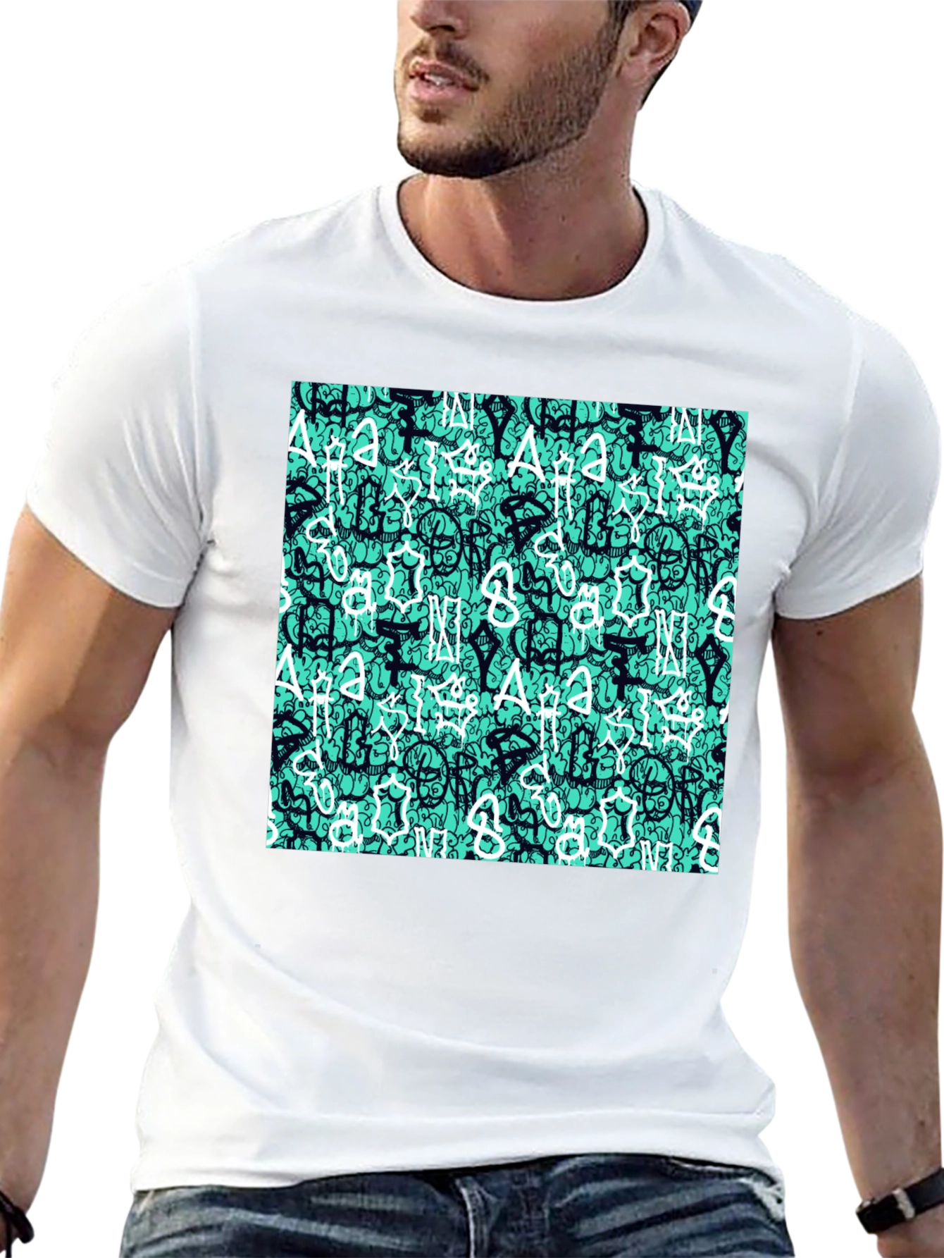 Abstract Print Black T-Shirt