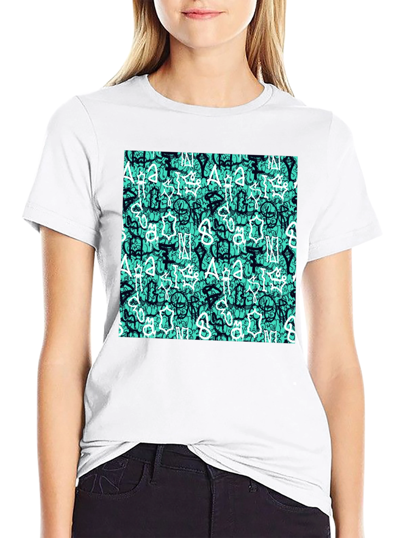 Abstract Print Black T-Shirt