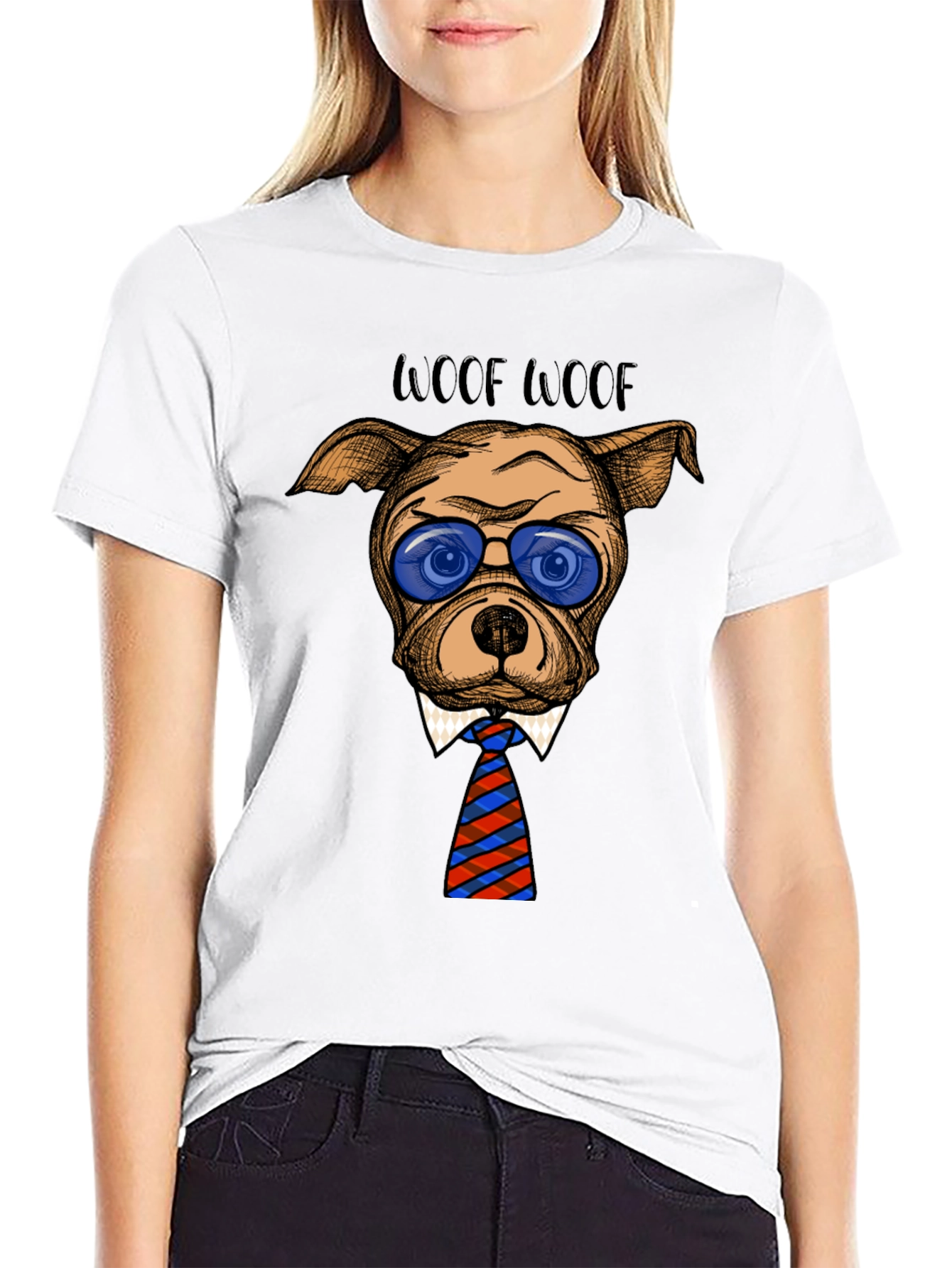 Woof Woof Dog Tee - Trendy Canine T-Shirt