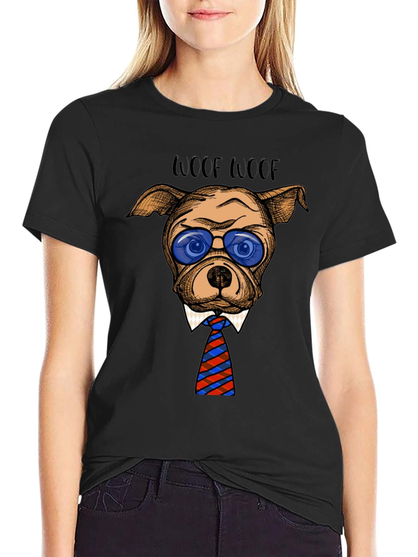 Woof Woof Dog Tee - Trendy Canine T-Shirt