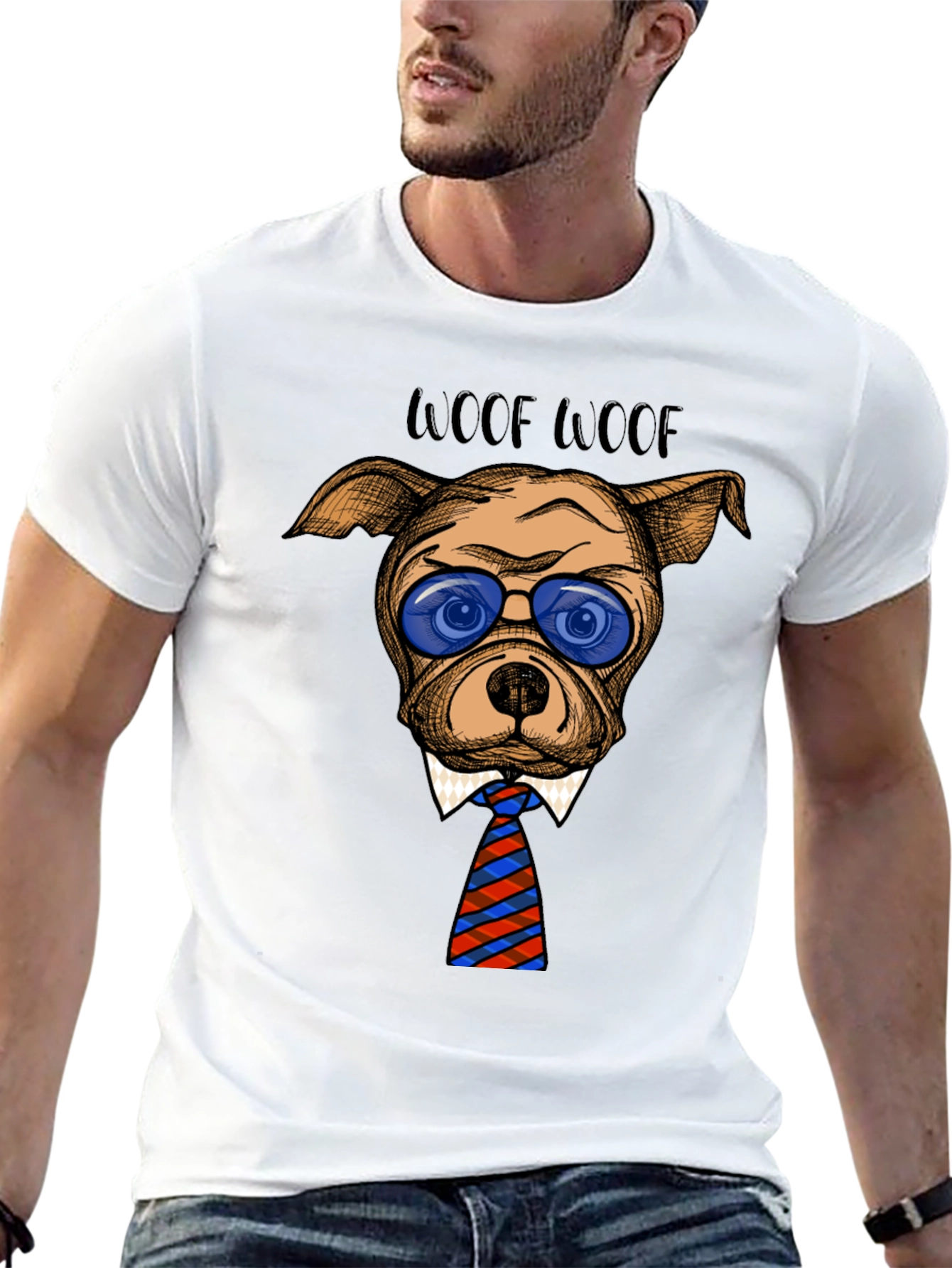 Woof Woof Dog Tee - Trendy Canine T-Shirt