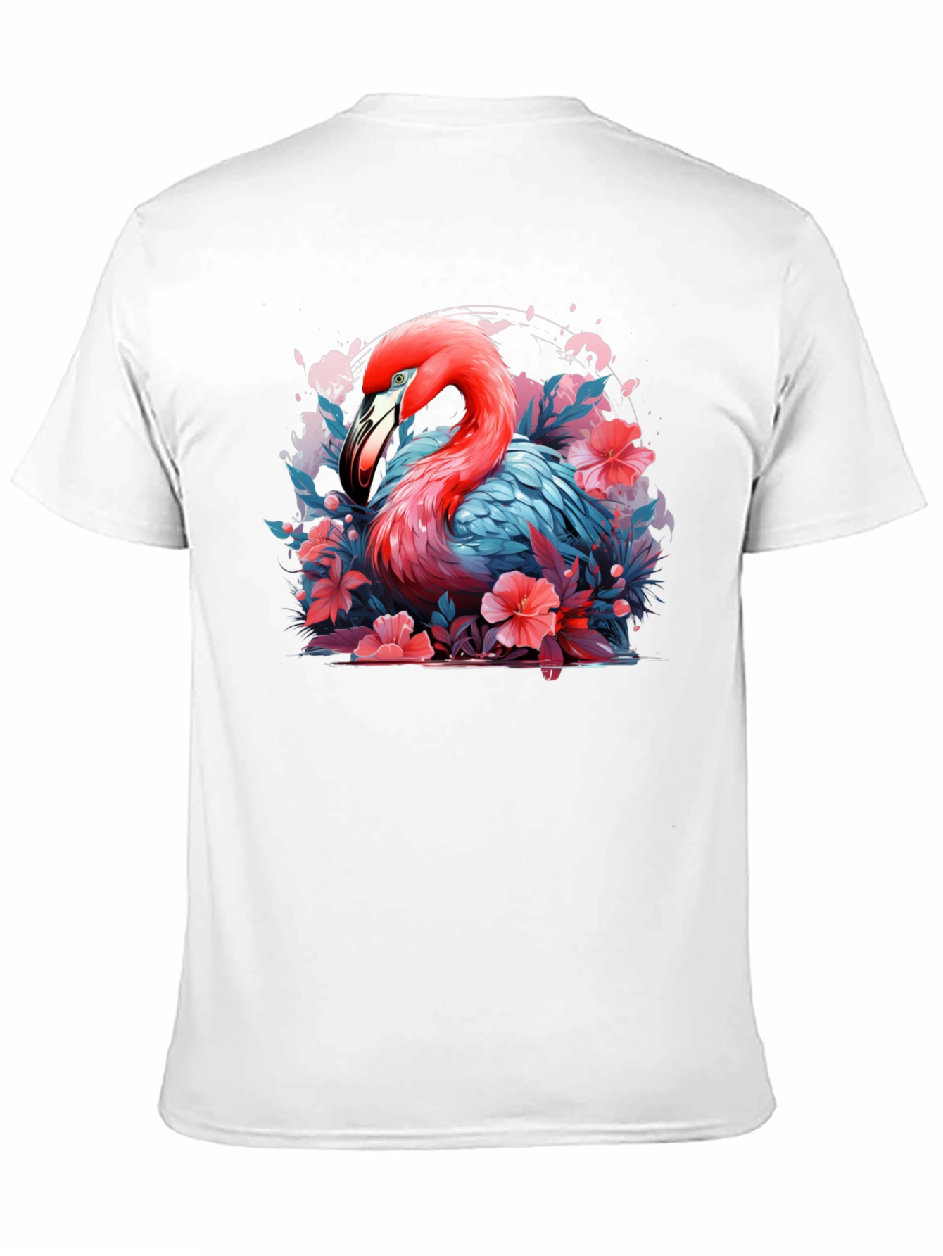 Flamingo Floral Graphic Black T-Shirt