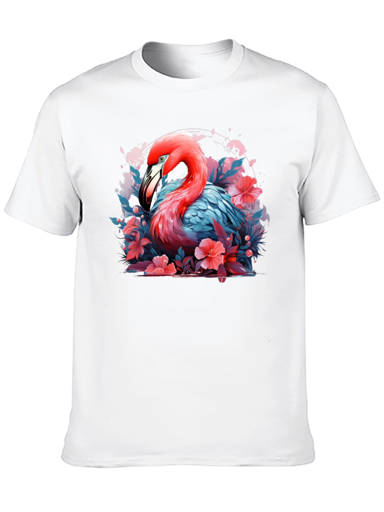 Flamingo Floral Graphic Black T-Shirt