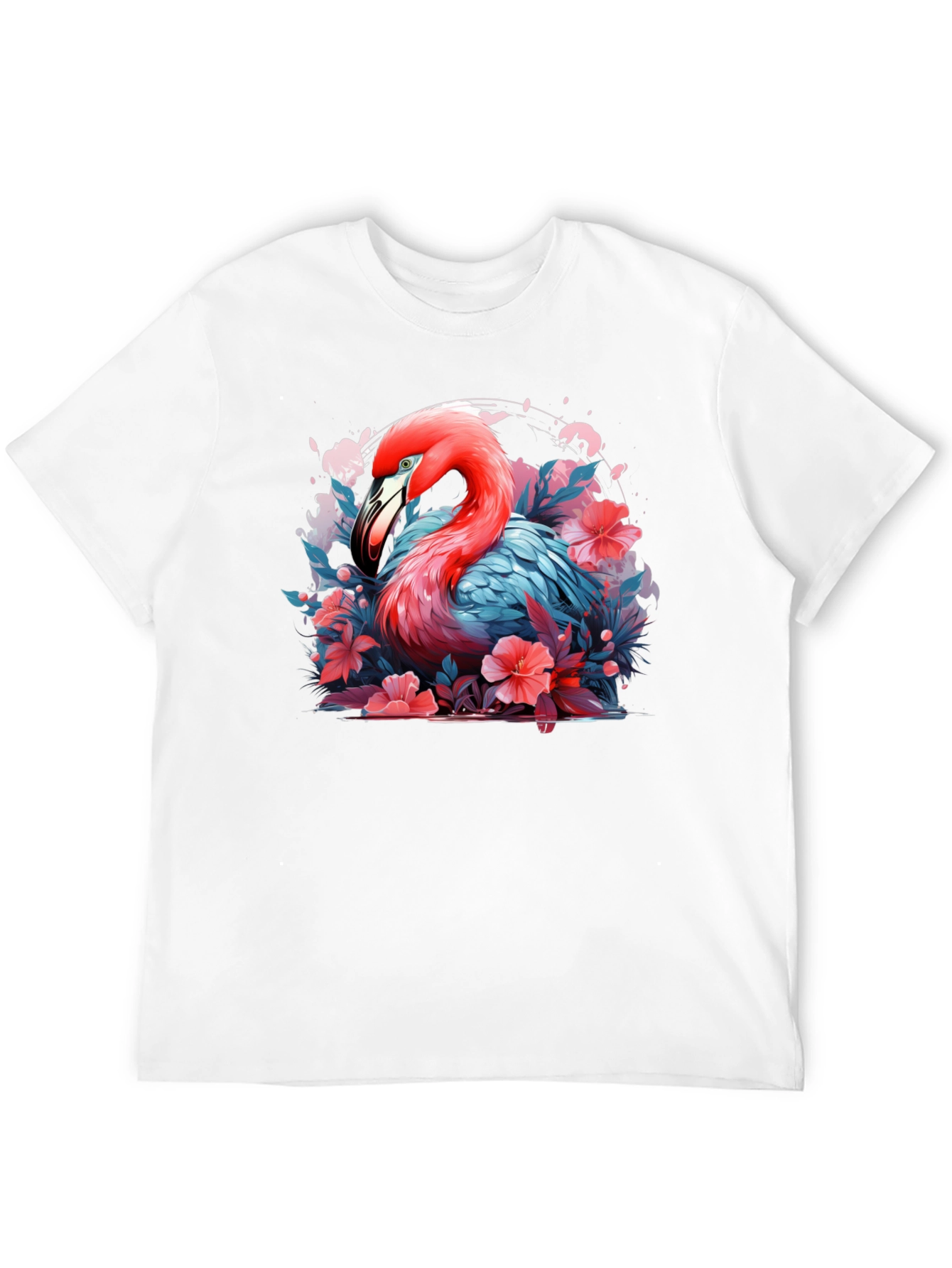 Flamingo Floral Graphic Black T-Shirt