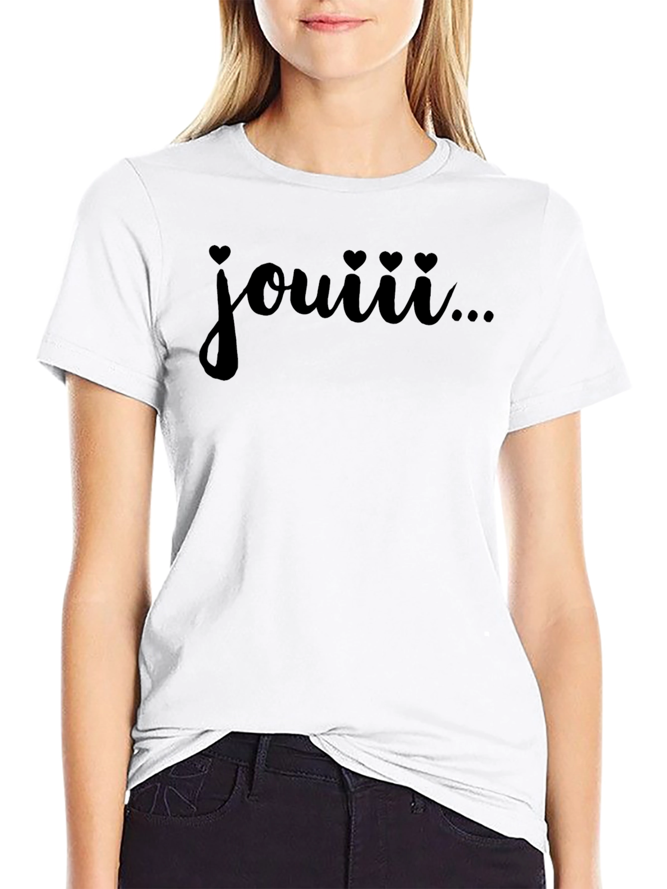 Jouiii Heart Graphic Black T-Shirt