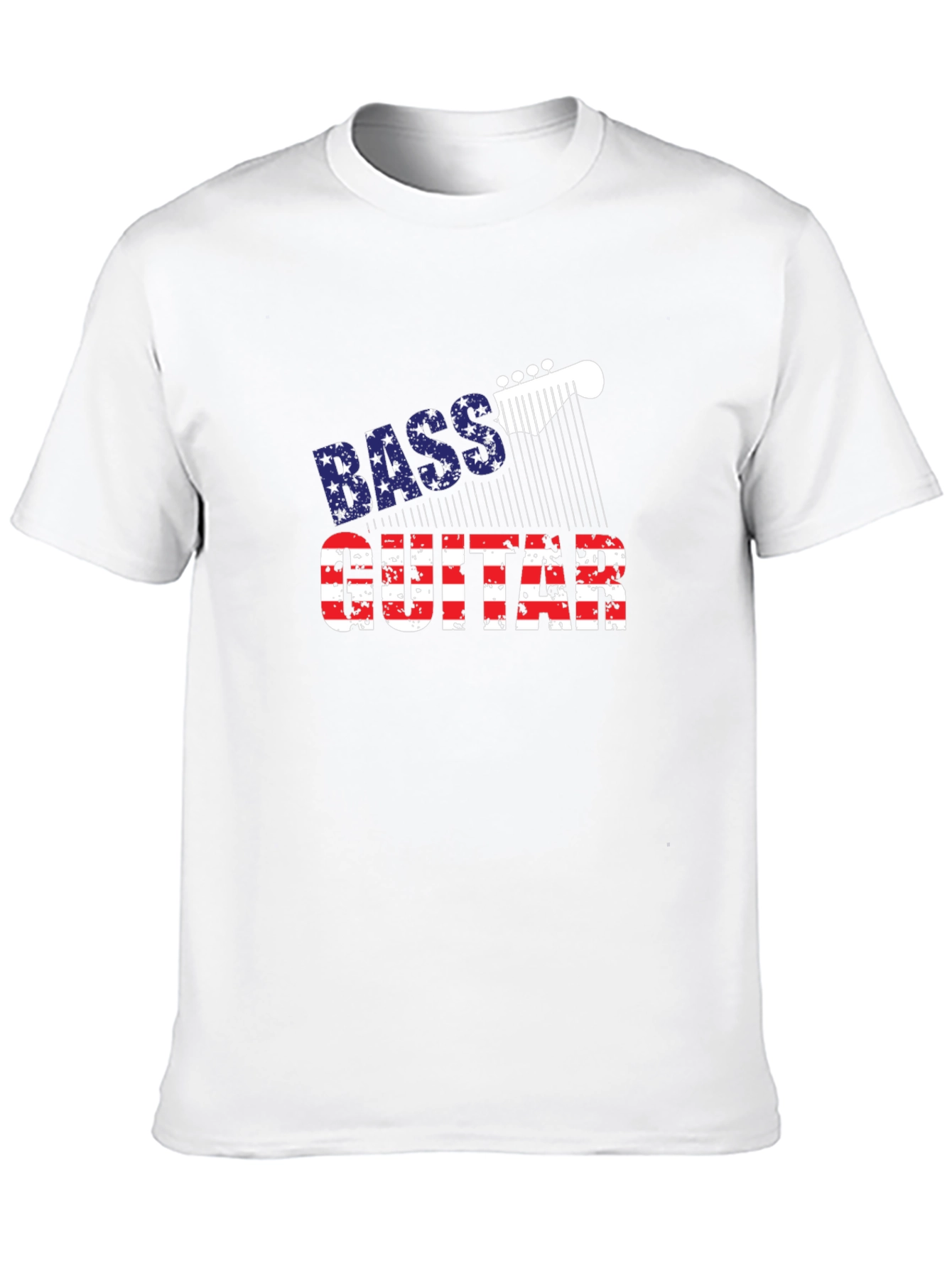 Bass Guitar American Flag Mens Black T-Shirt