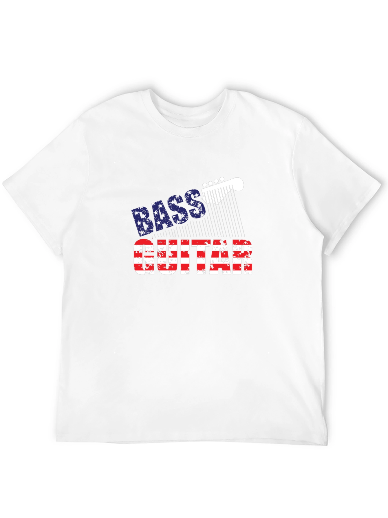 Bass Guitar American Flag Mens Black T-Shirt
