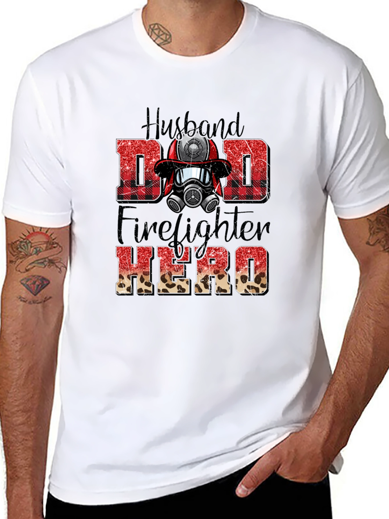 Husband Dad Firefighter Hero Graphic Tee