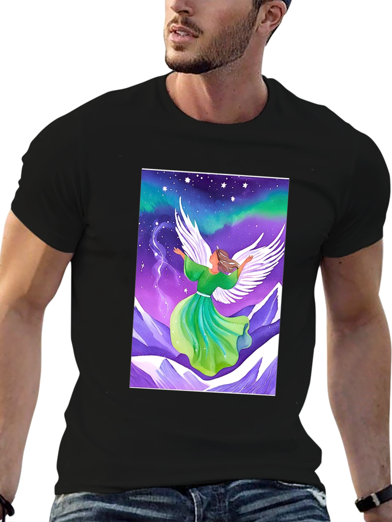 Angel Wings Graphic Tee - Celestial Design