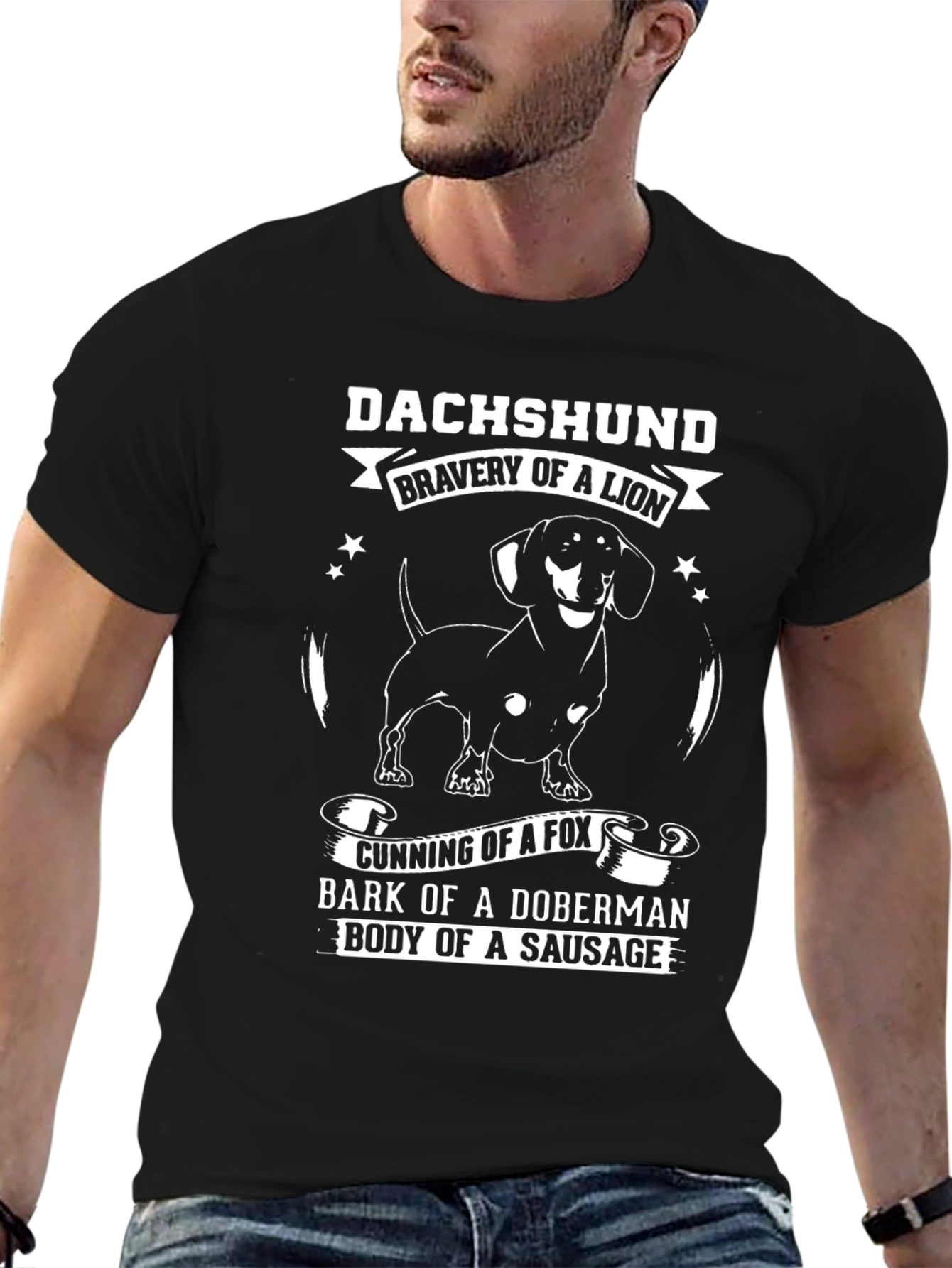 Dachshund Bravery of a Lion Graphic T-Shirt