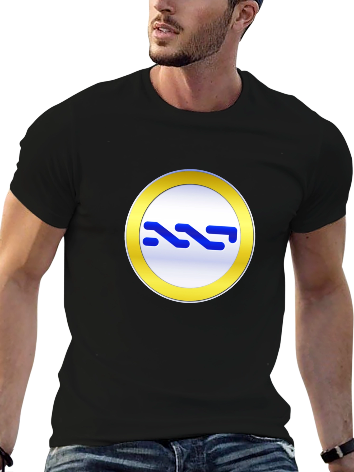 Black T-Shirt with Gold Circle Logo