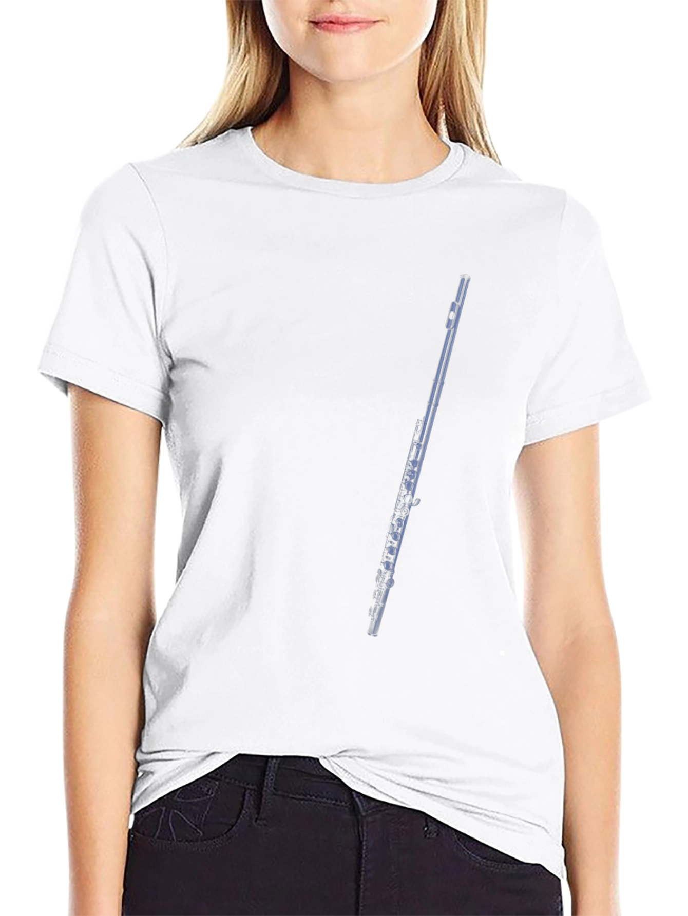 Flute Graphic Tee - Black Cotton T-Shirt