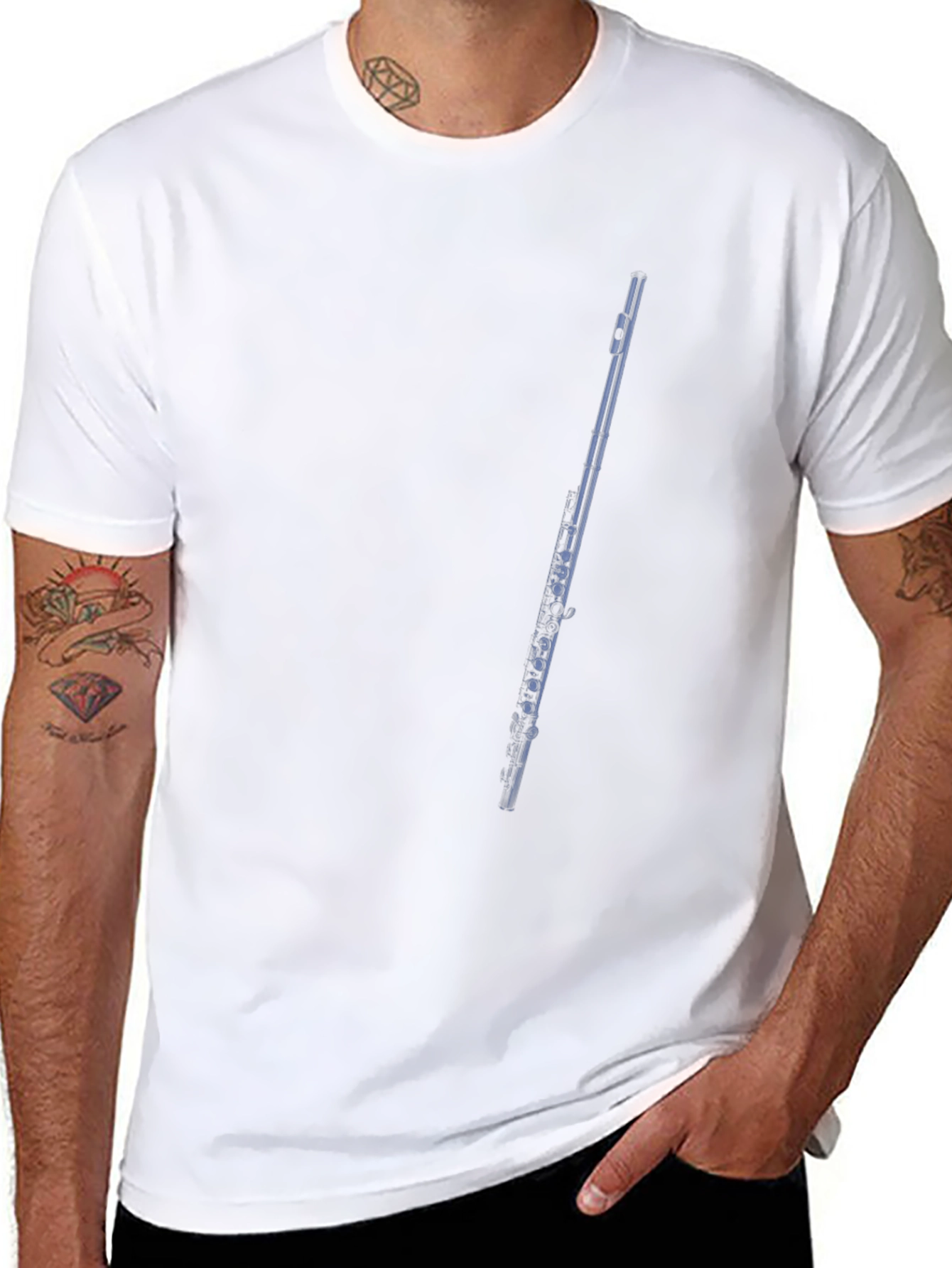 Flute Graphic Tee - Black Cotton T-Shirt