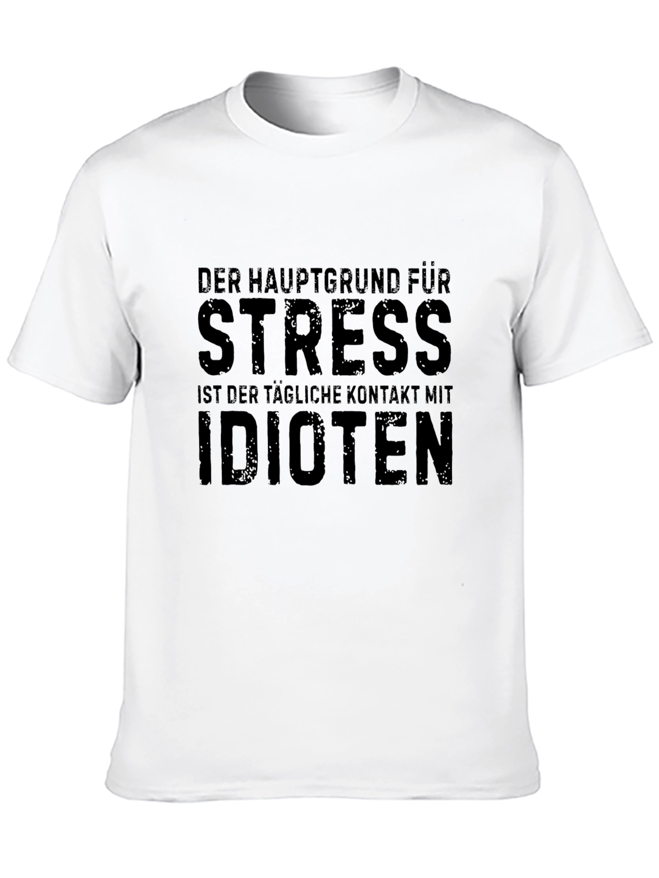 Funny Stress Idioten Black Graphic T-Shirt