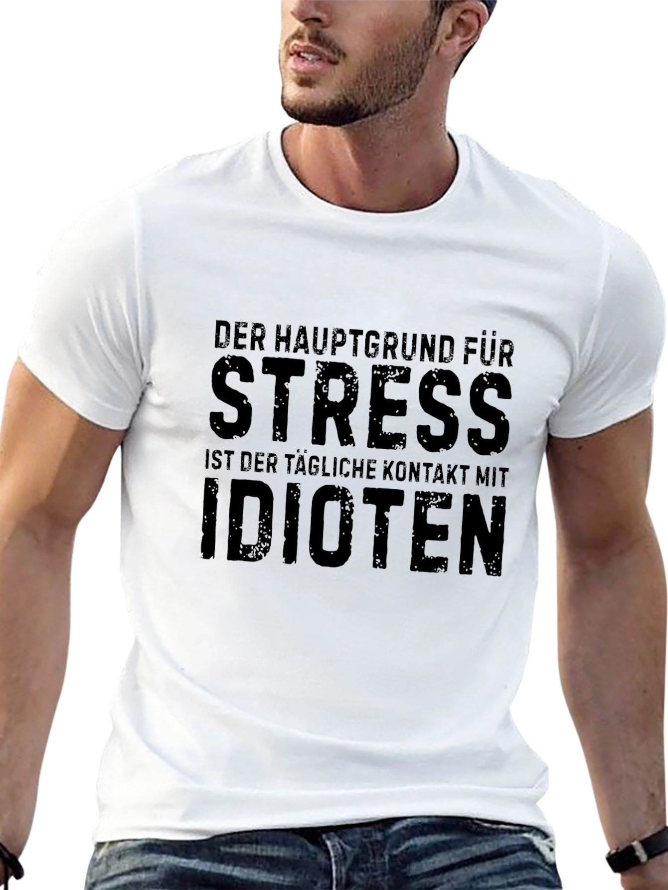 Funny Stress Idioten Black Graphic T-Shirt