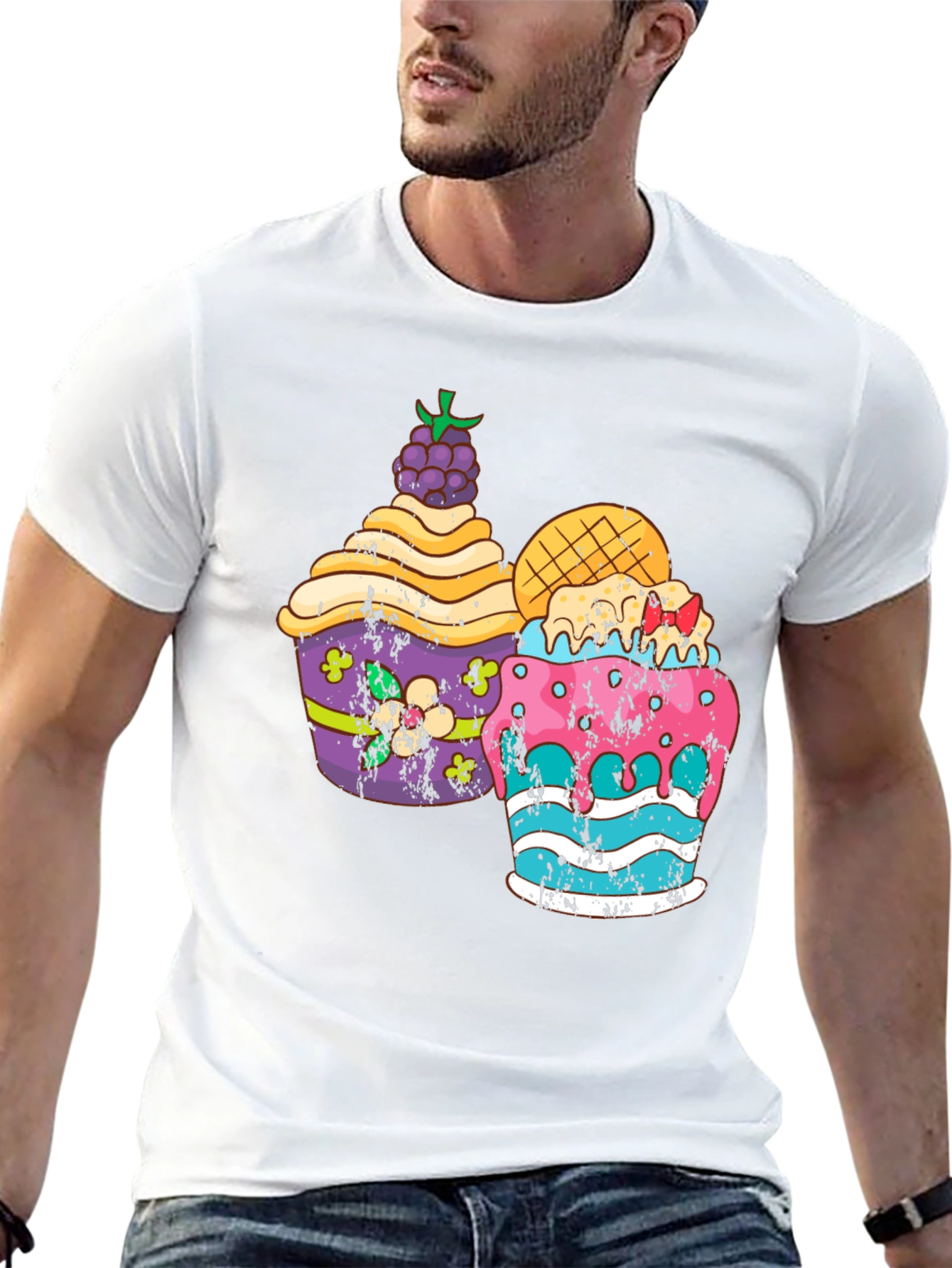 Fun Cupcake Graphic Tee - Black