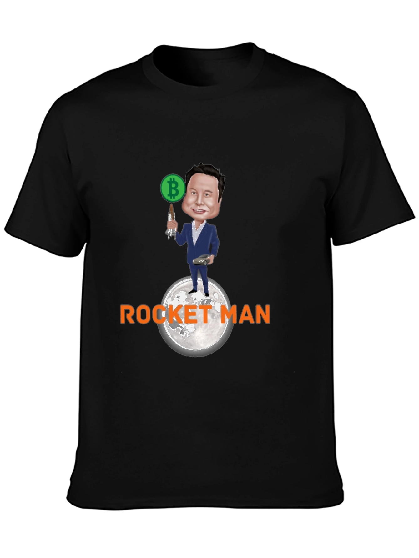 Elon Musk Bitcoin Rocket Man Graphic Tee