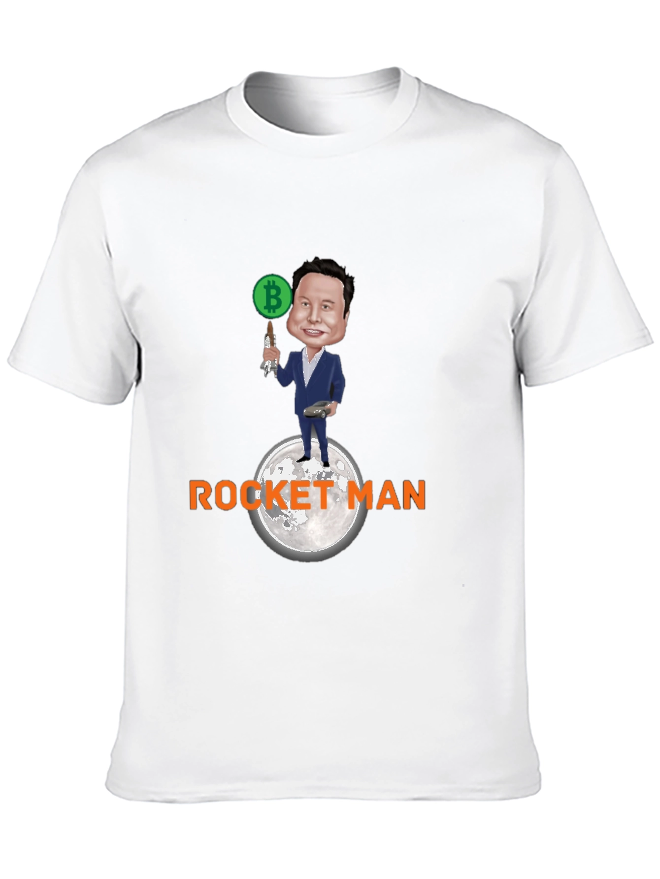 Elon Musk Bitcoin Rocket Man Graphic Tee