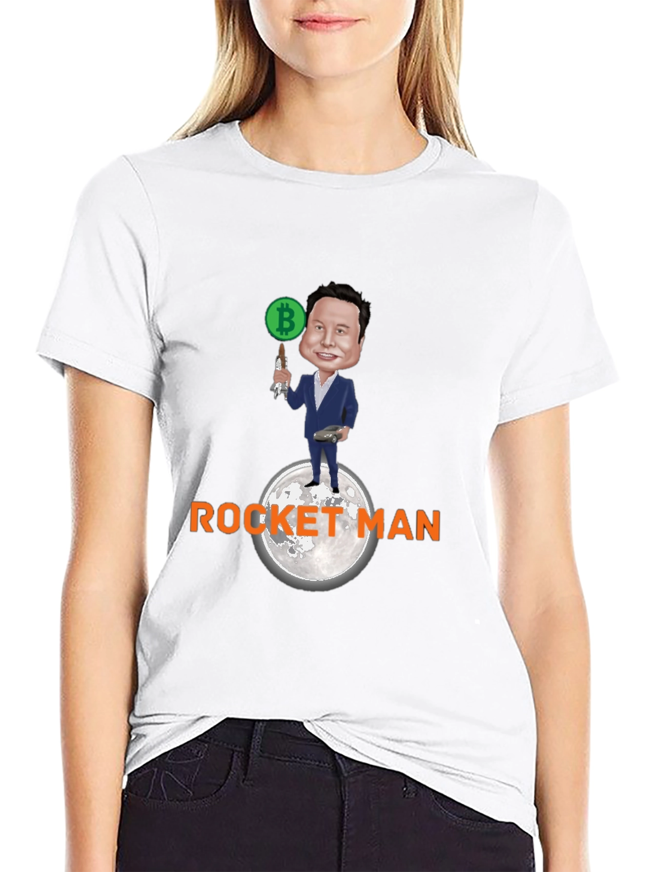Elon Musk Bitcoin Rocket Man Graphic Tee