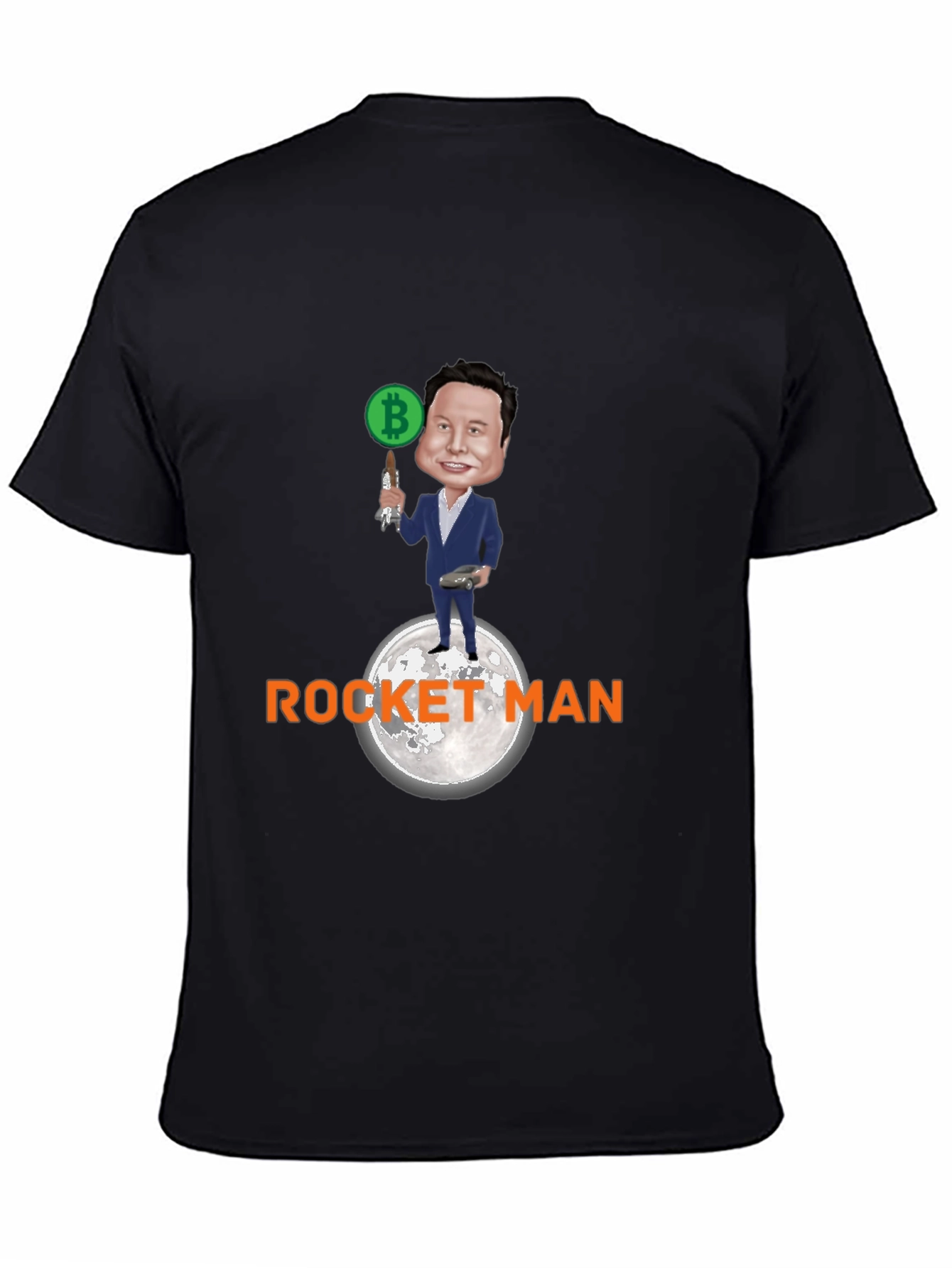 Elon Musk Bitcoin Rocket Man Graphic Tee