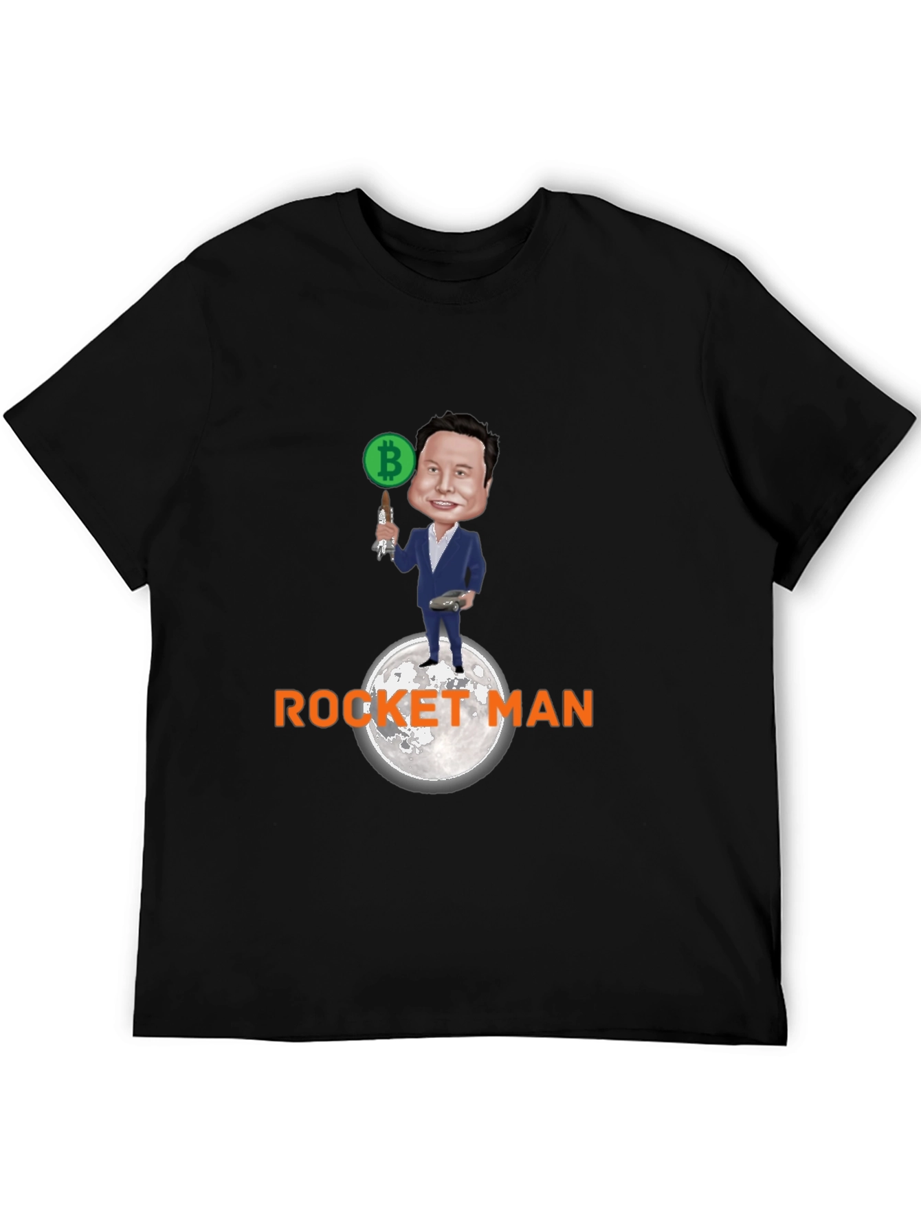 Elon Musk Bitcoin Rocket Man Graphic Tee