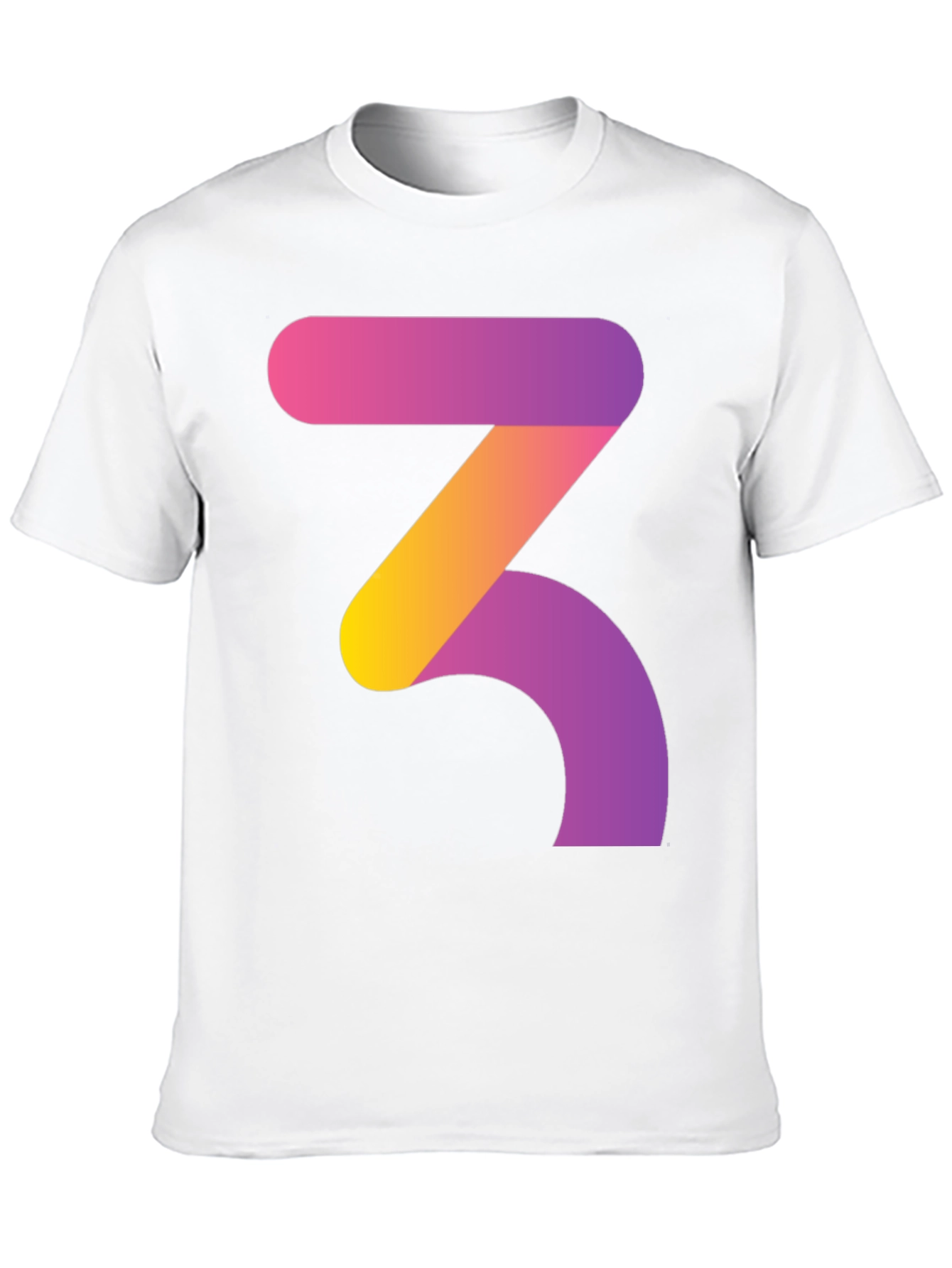Gradient Number 3 Graphic Tee - Modern Style