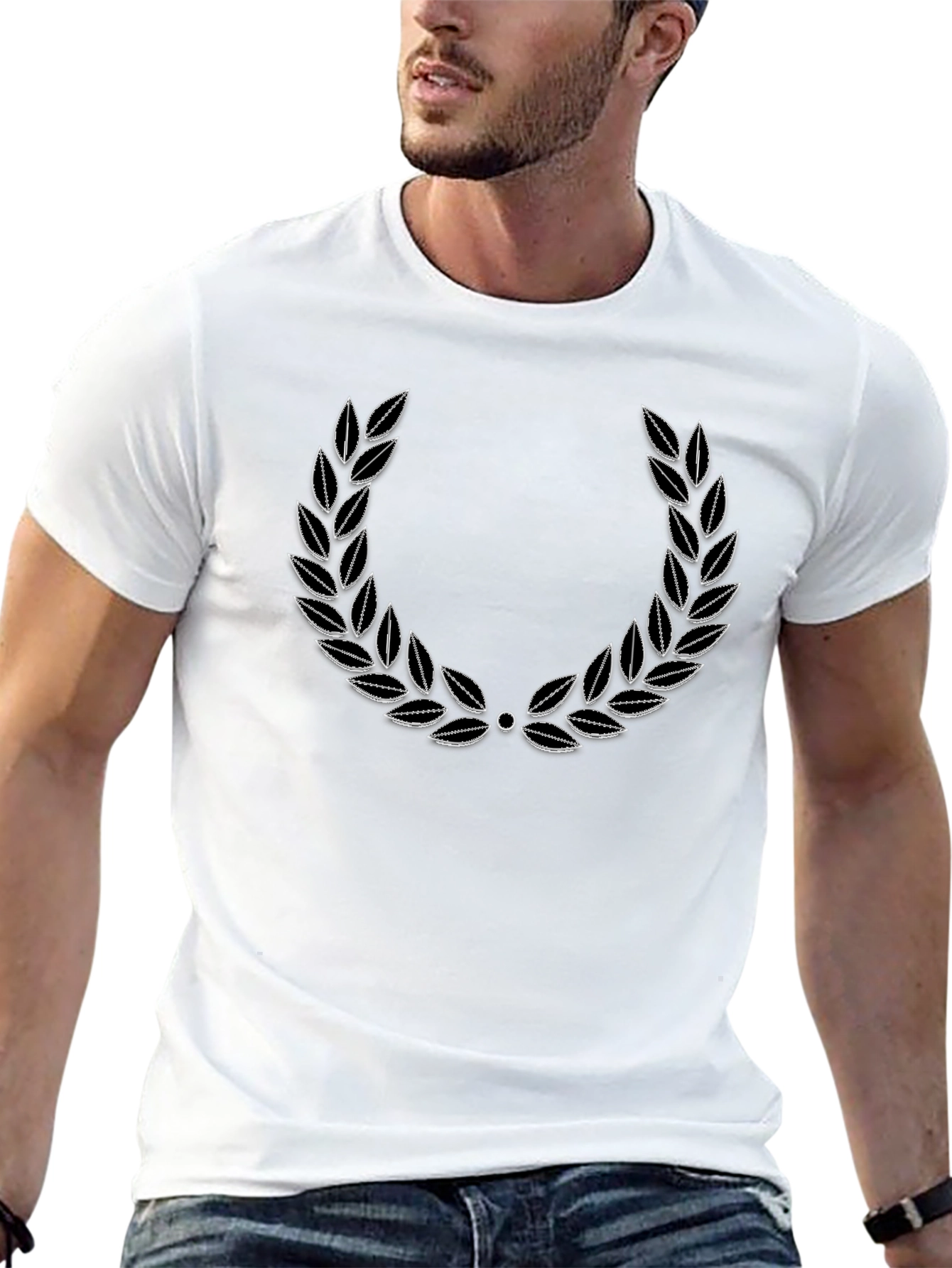 Classic Laurel Wreath Graphic Tee - Black