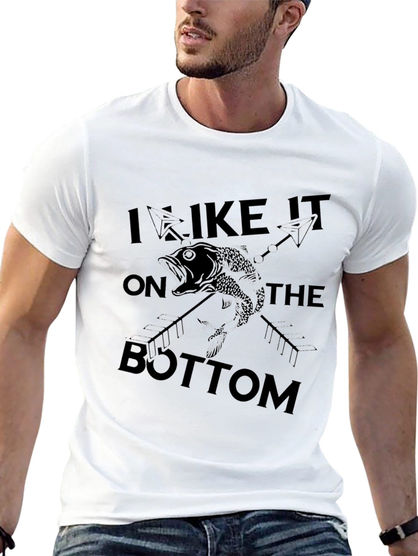 I Like It on the Bottom Fishing Graphic T-Shirt