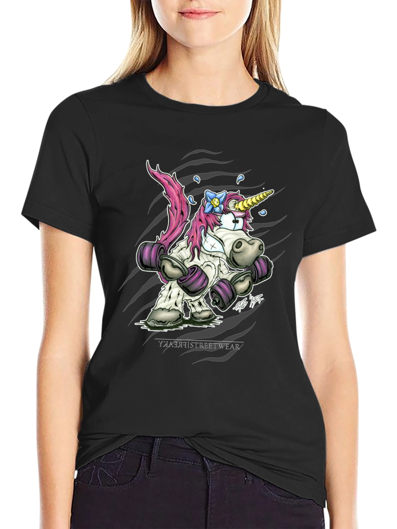 Unicorn Powerlifter Black T-Shirt