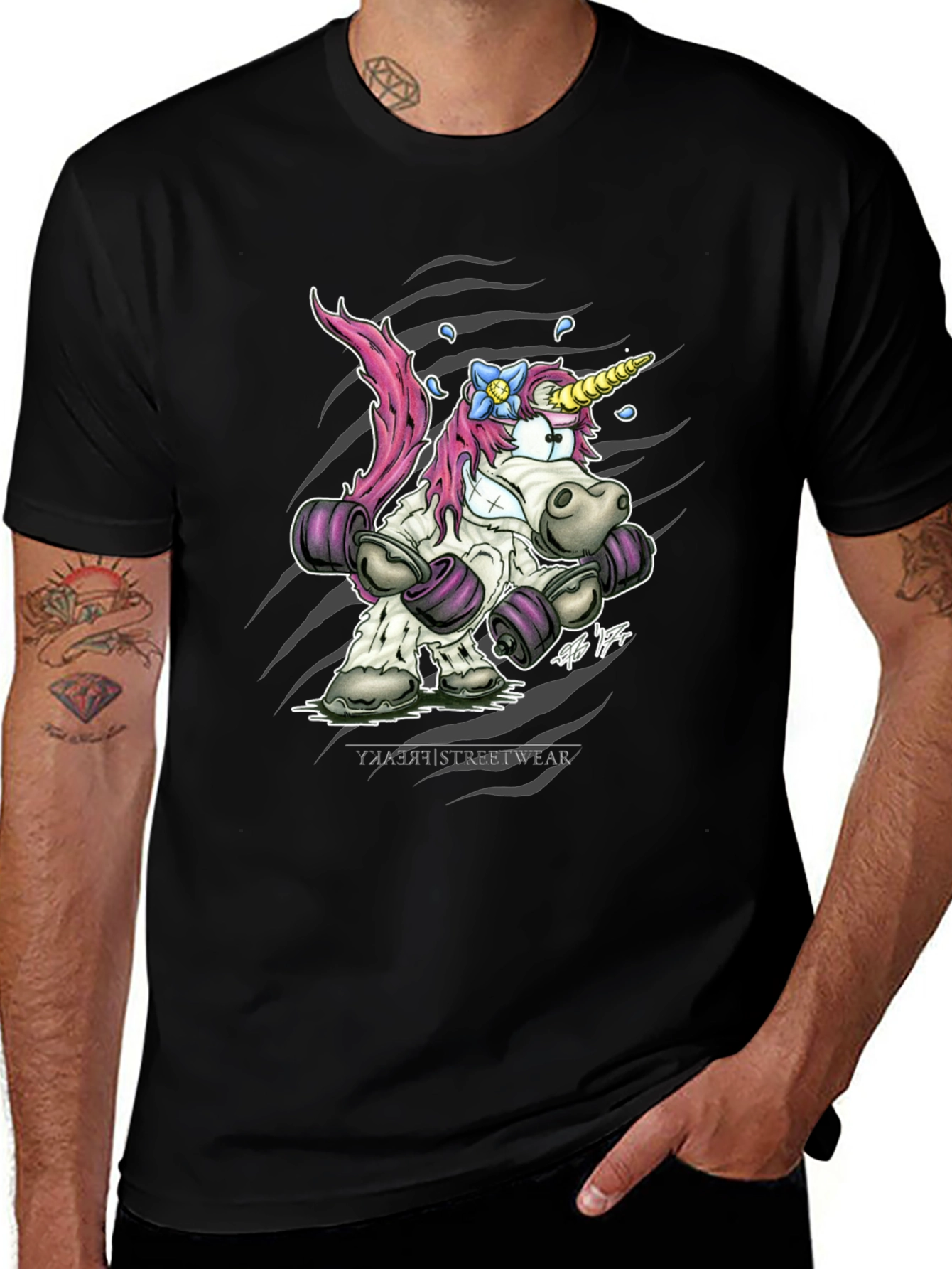 Unicorn Powerlifter Black T-Shirt